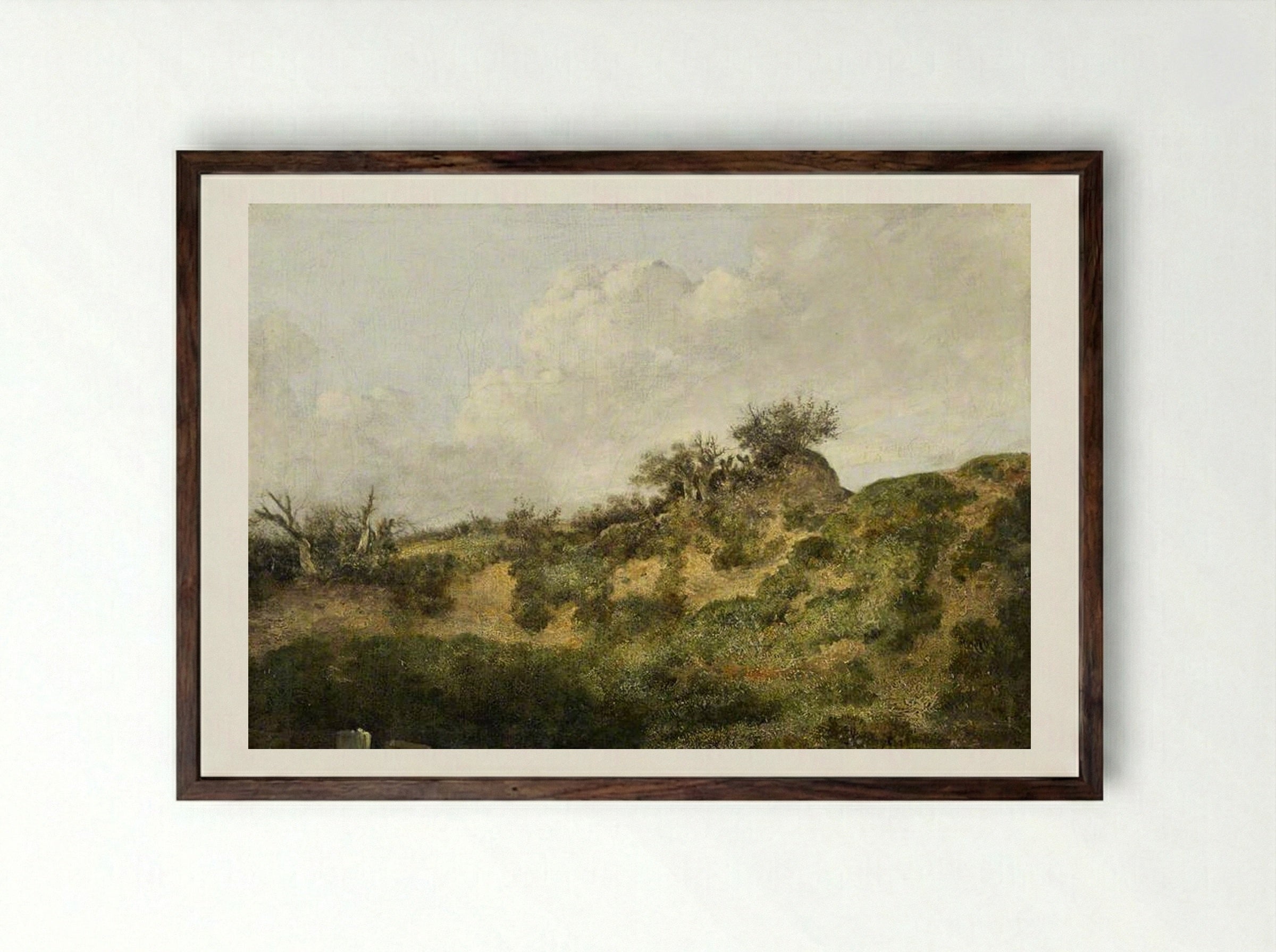 A Sandy Bank - John Crome - Framed Print Dark Wood