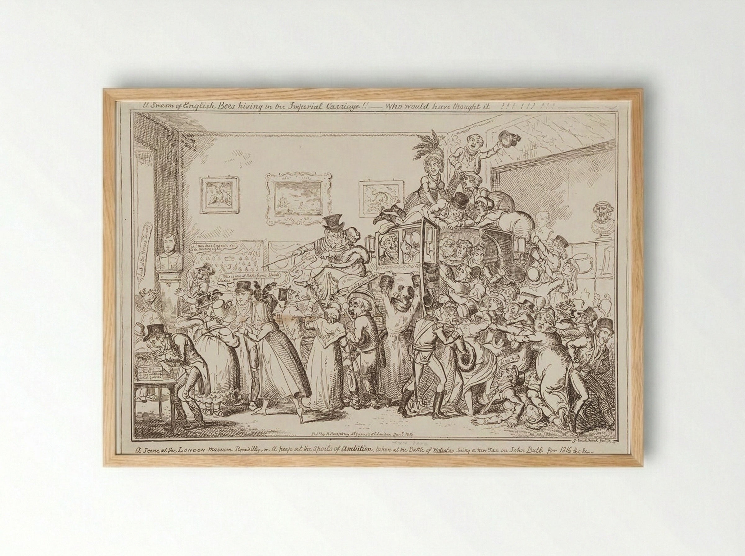 A Scene at the London Museum Piccadilly, or a Peep at the Spoils of Ambition - George Cruikshank - Framed Print Wood