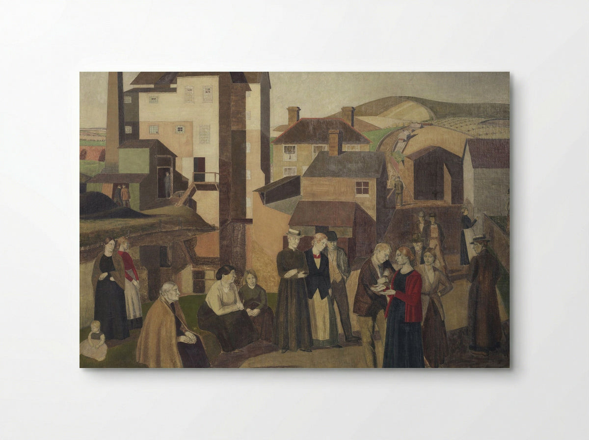 A Scene in a Village Street with Millhands Conversing - Winifred Knights - Poster