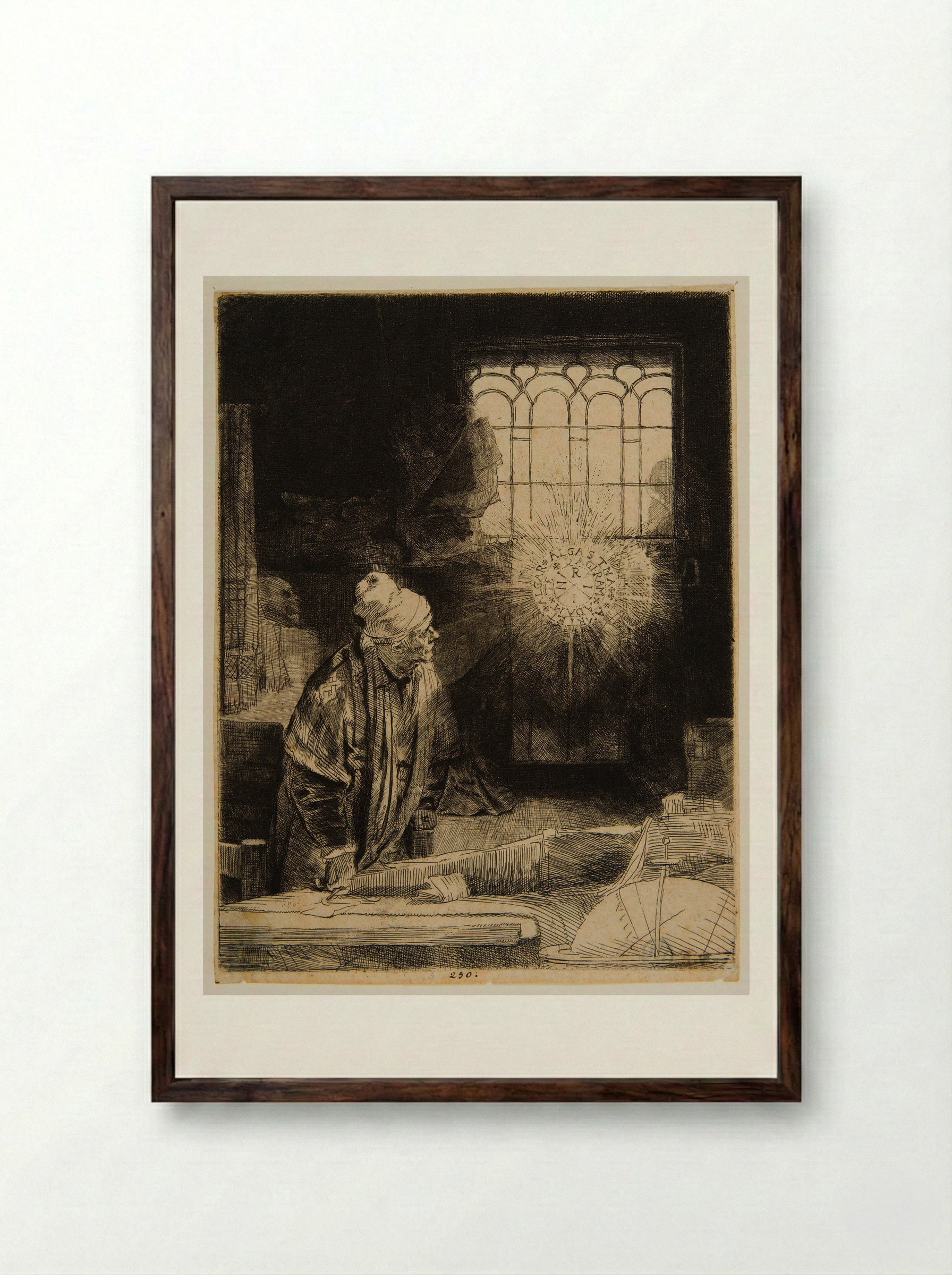 A Scholar in His Study (Faust) - Rembrandt Harmensz. van Rijn - Framed Print Dark Wood
