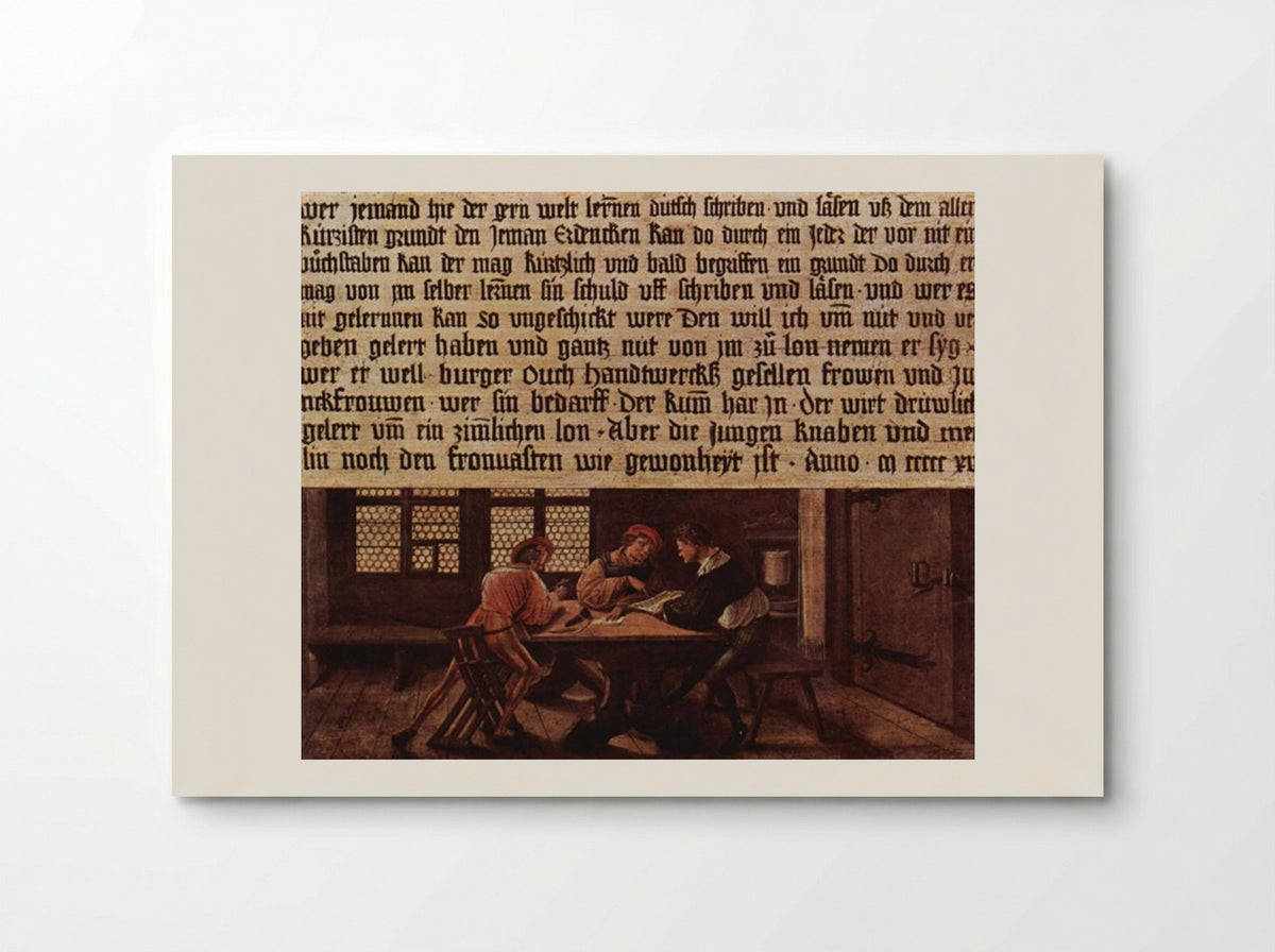 A School Teacher Explaining the Meaning of a Letter to Illiterate Workers - Hans Holbein the Younger - Poster