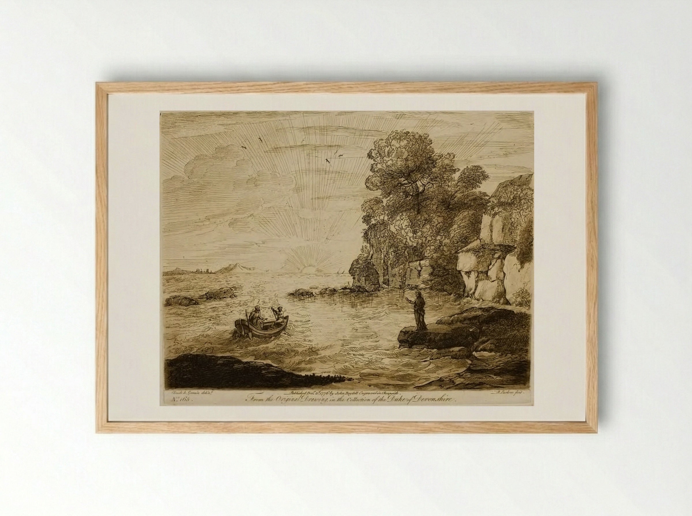 A Sea View, with Rocks, and Christ Calling Andrew and Peter - Richard Earlom - Framed Print Wood