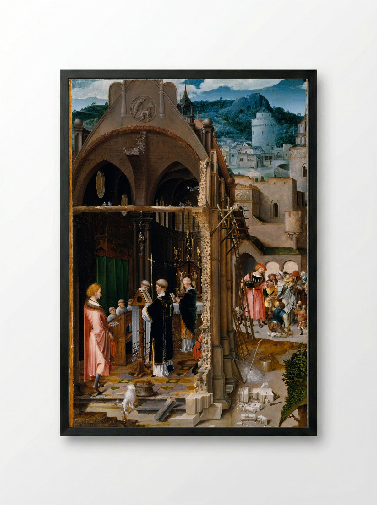 A Sermon on Charity - Netherlandish (Antwerp Mannerist) Painter - Framed Print Black