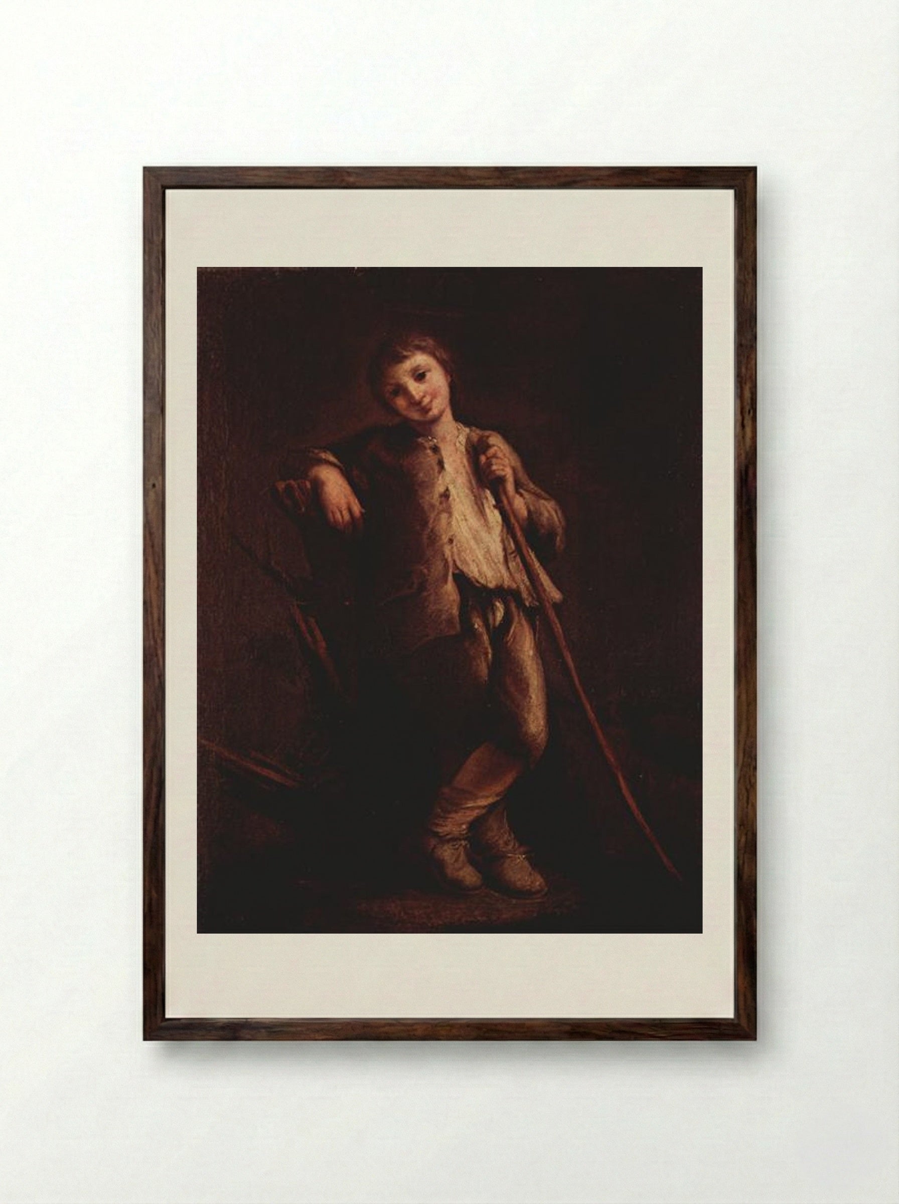 A Shepherd Boy - Pietro Longhi - Framed Print Dark Wood