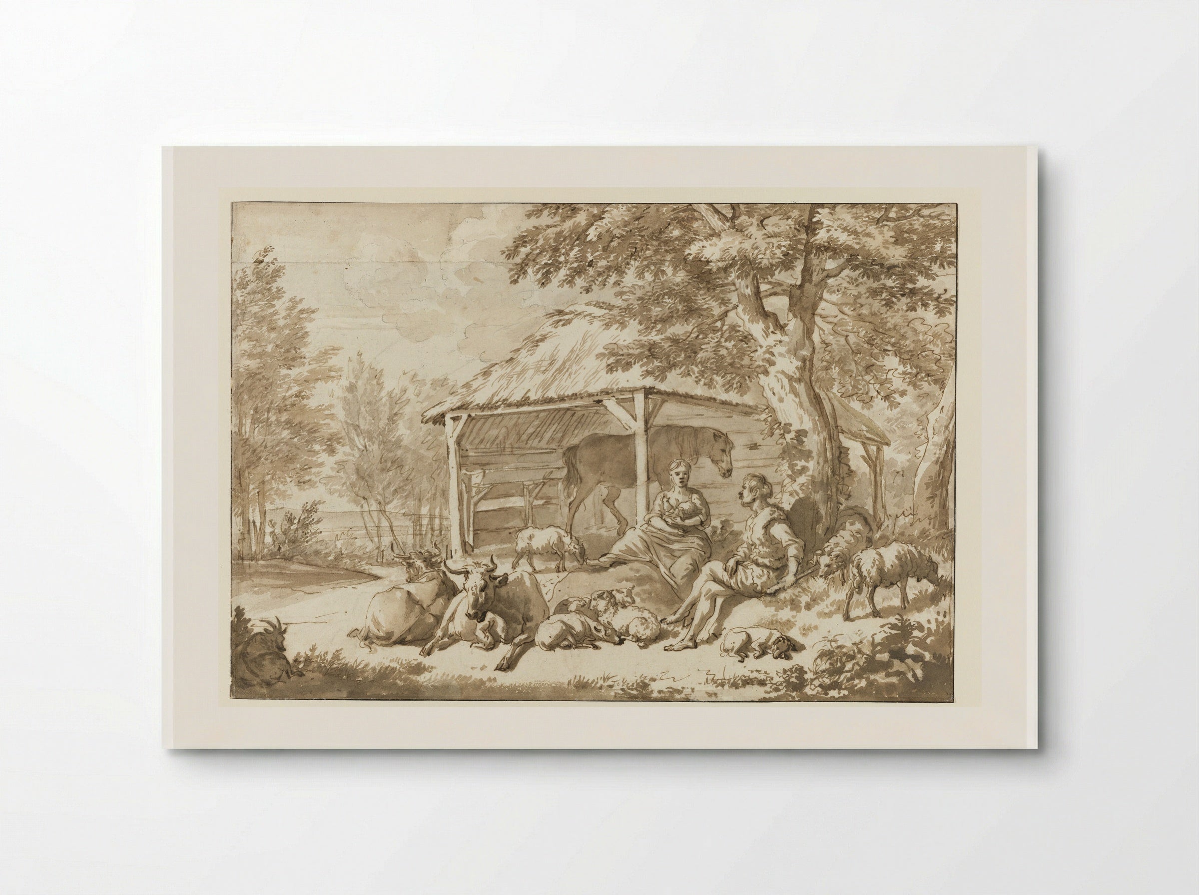 A Shepherd Couple with Cattle near a Shed - Adriaen van de Velde - Poster