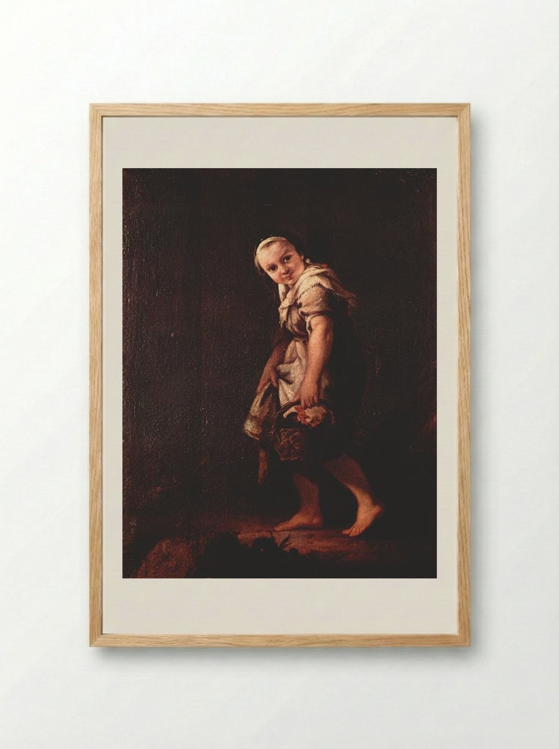 A Shepherd Girl with a Basket - Pietro Longhi - Framed Print Wood