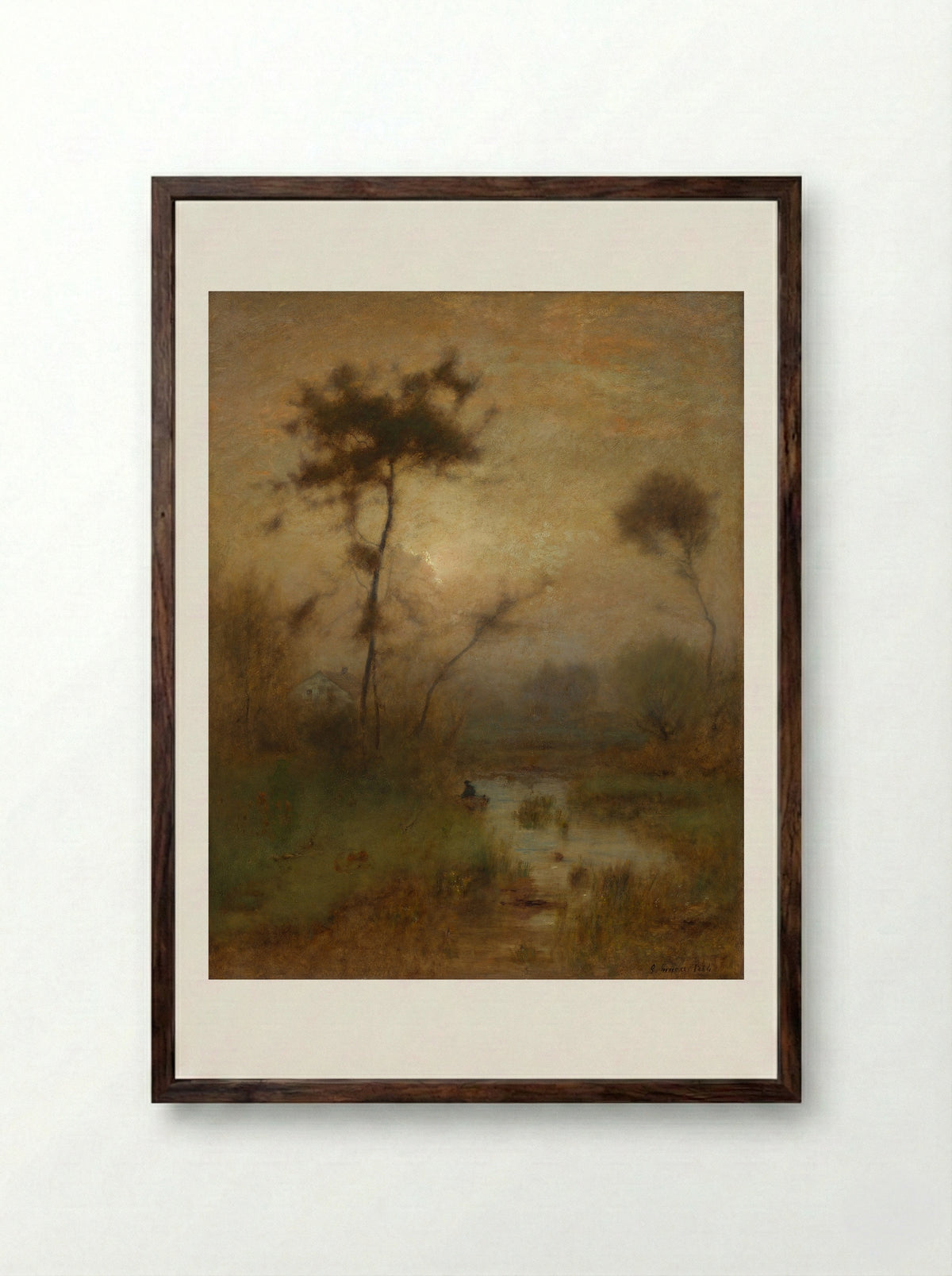 A Silver Morning - George Inness - Framed Print Dark Wood