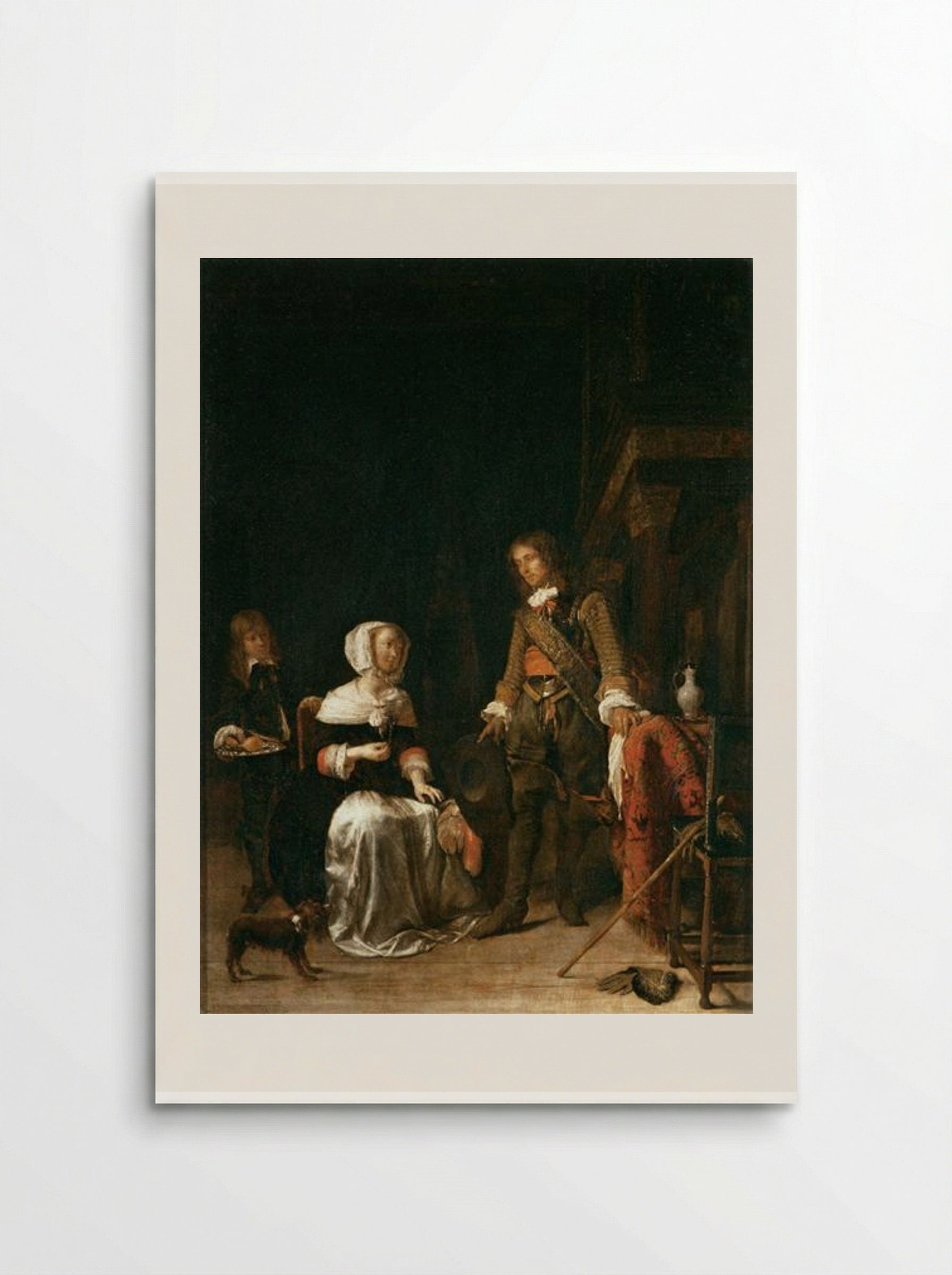 A Soldier Visiting a Young Lady - Gabriel Metsu - Poster