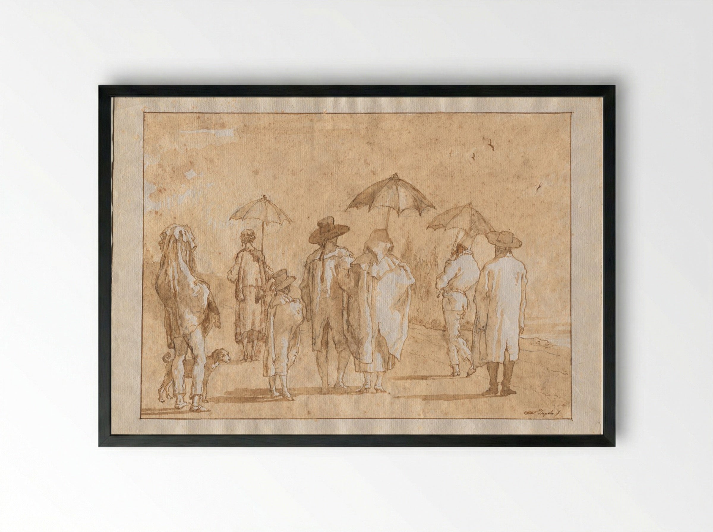A Spring Shower - Giovanni Domenico Tiepolo - Framed Print Black