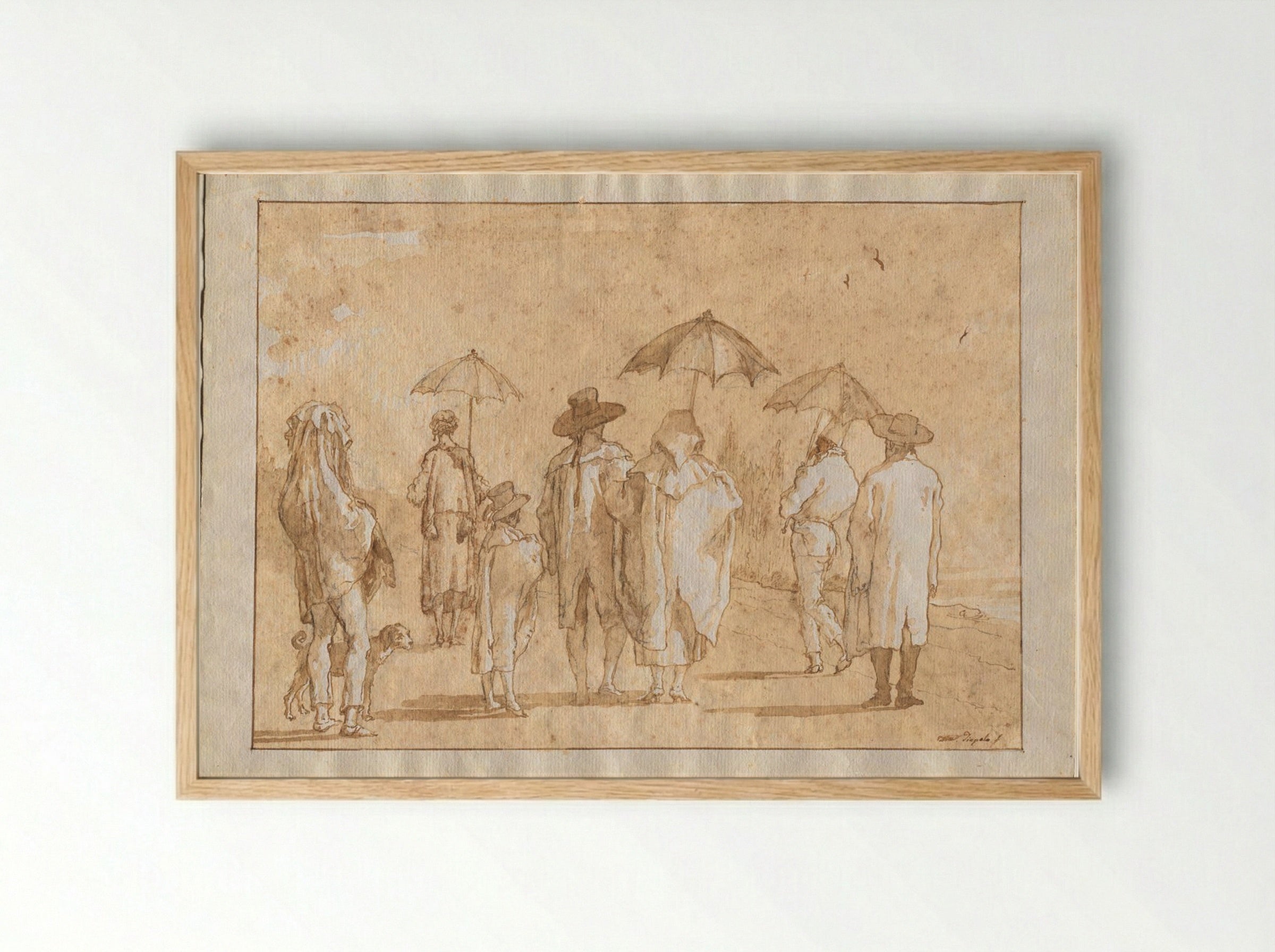A Spring Shower - Giovanni Domenico Tiepolo - Framed Print Wood