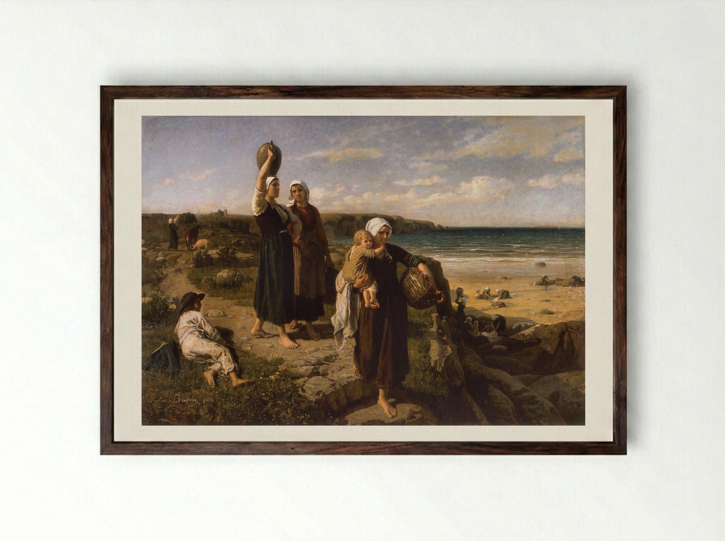 A Spring by the Sea - Jules Breton - Framed Print Dark Wood