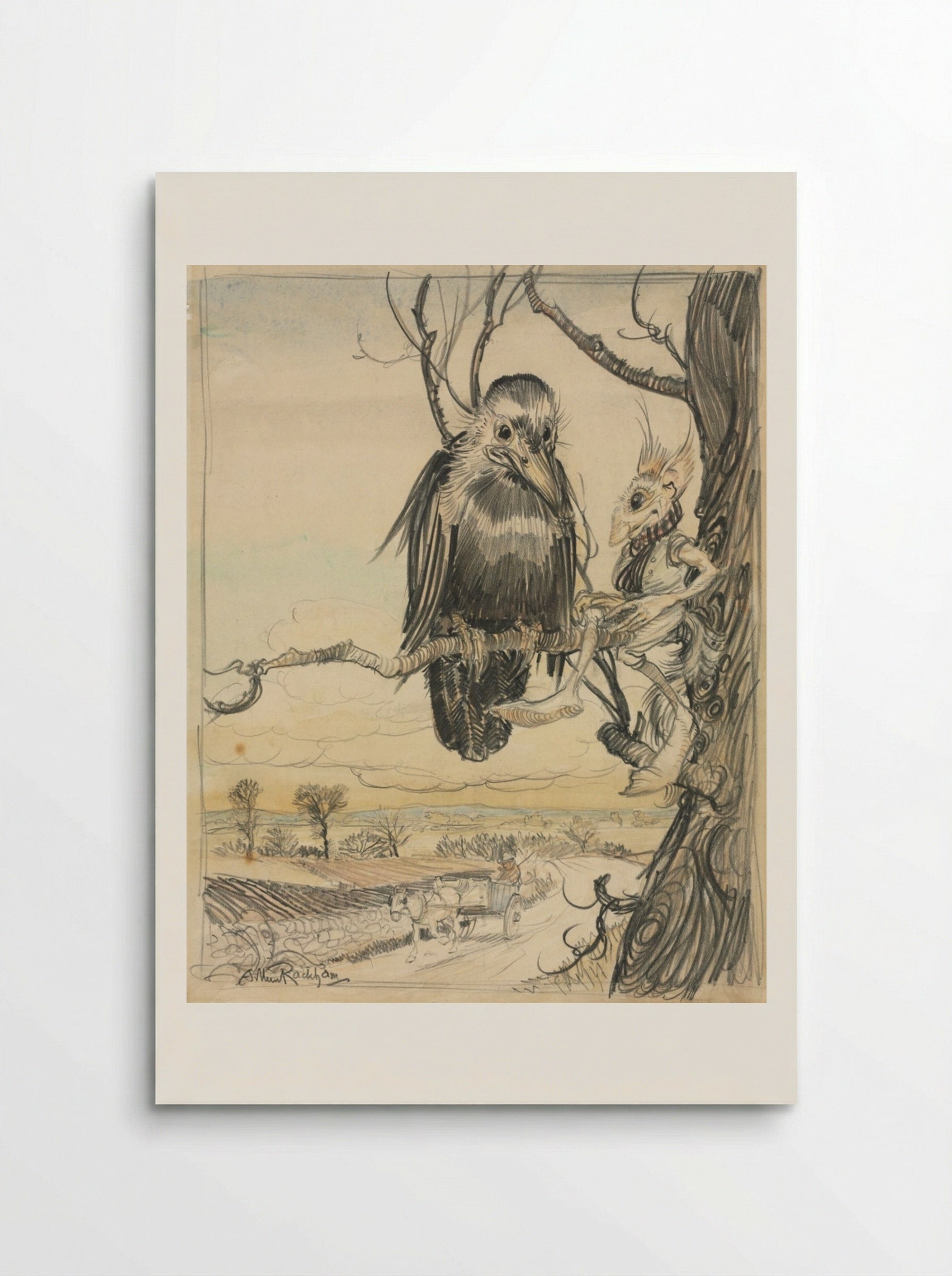A Squirrel and a Crow - Arthur Rackham - Poster