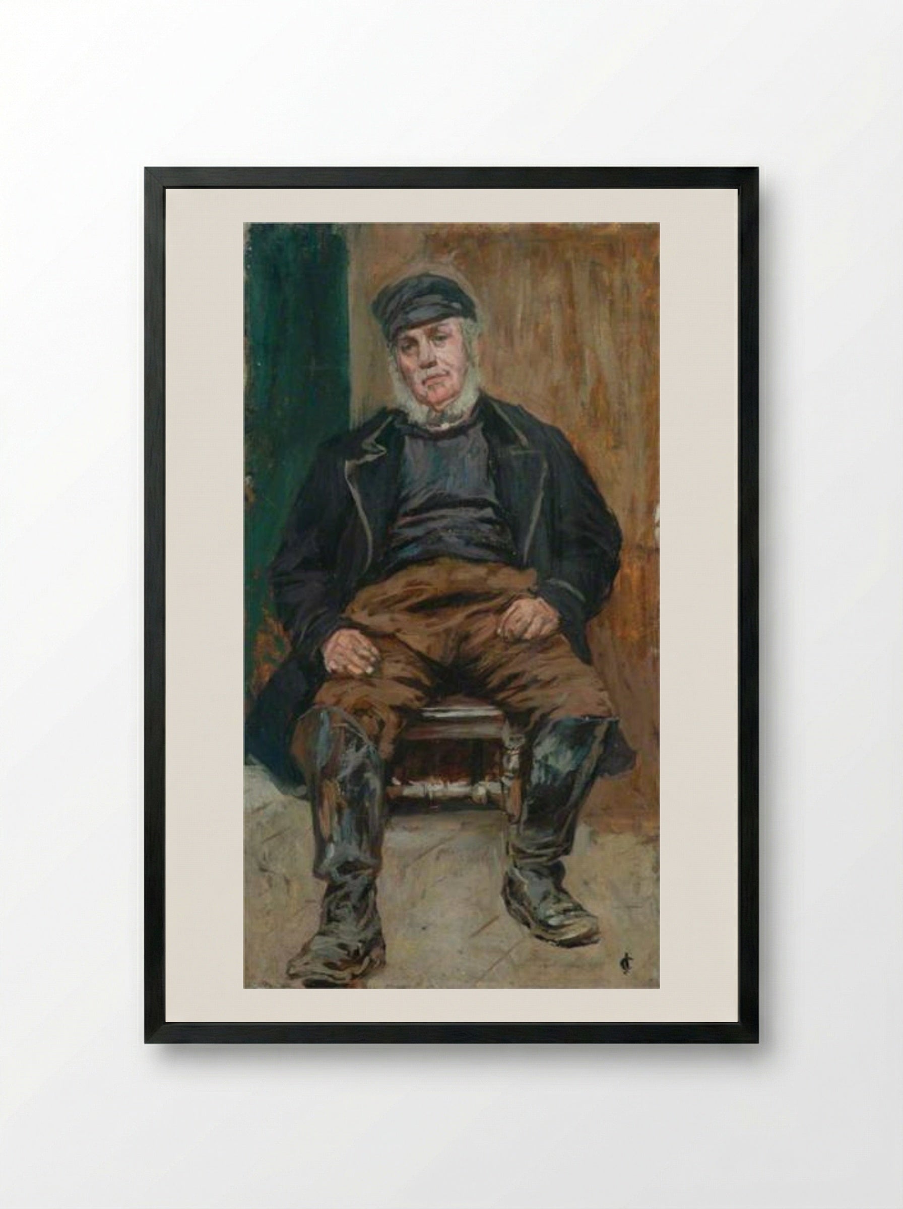 A Staithes Fisherman - James Charles - Framed Print Black
