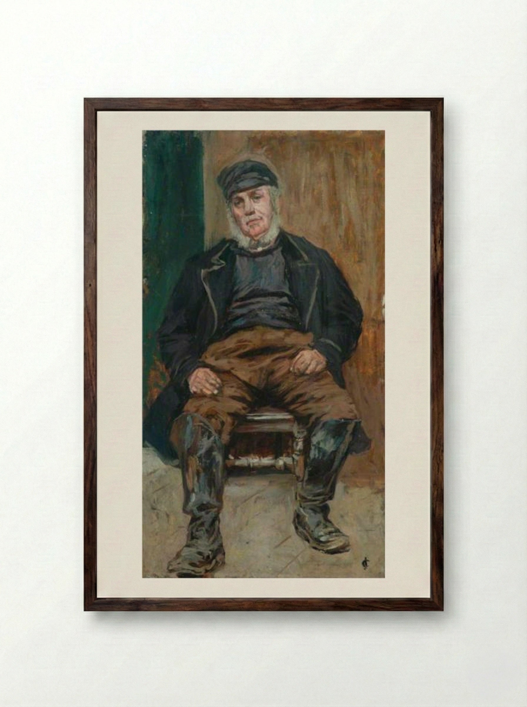 A Staithes Fisherman - James Charles - Framed Print Dark Wood