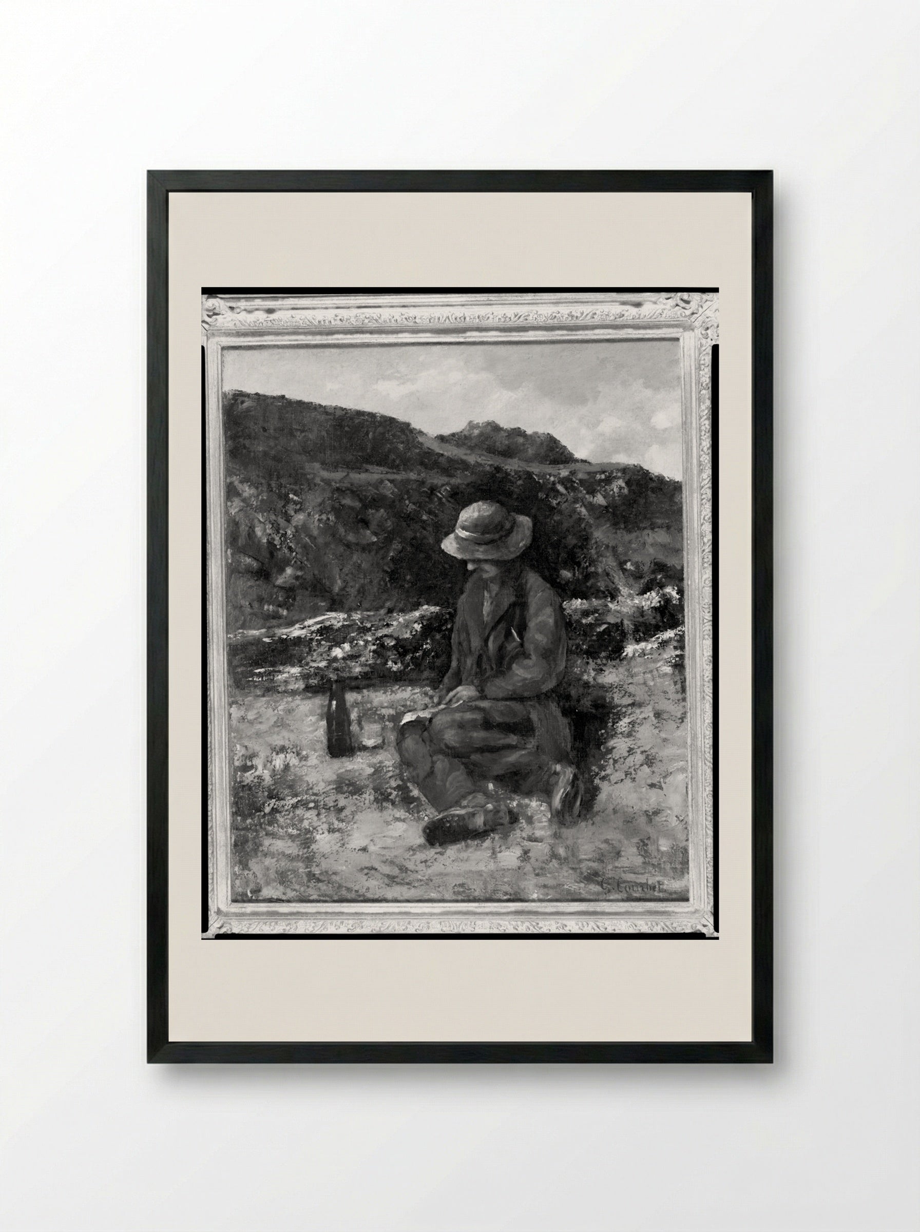 A Stone Cutter - Gustave Courbet - Framed Print Black