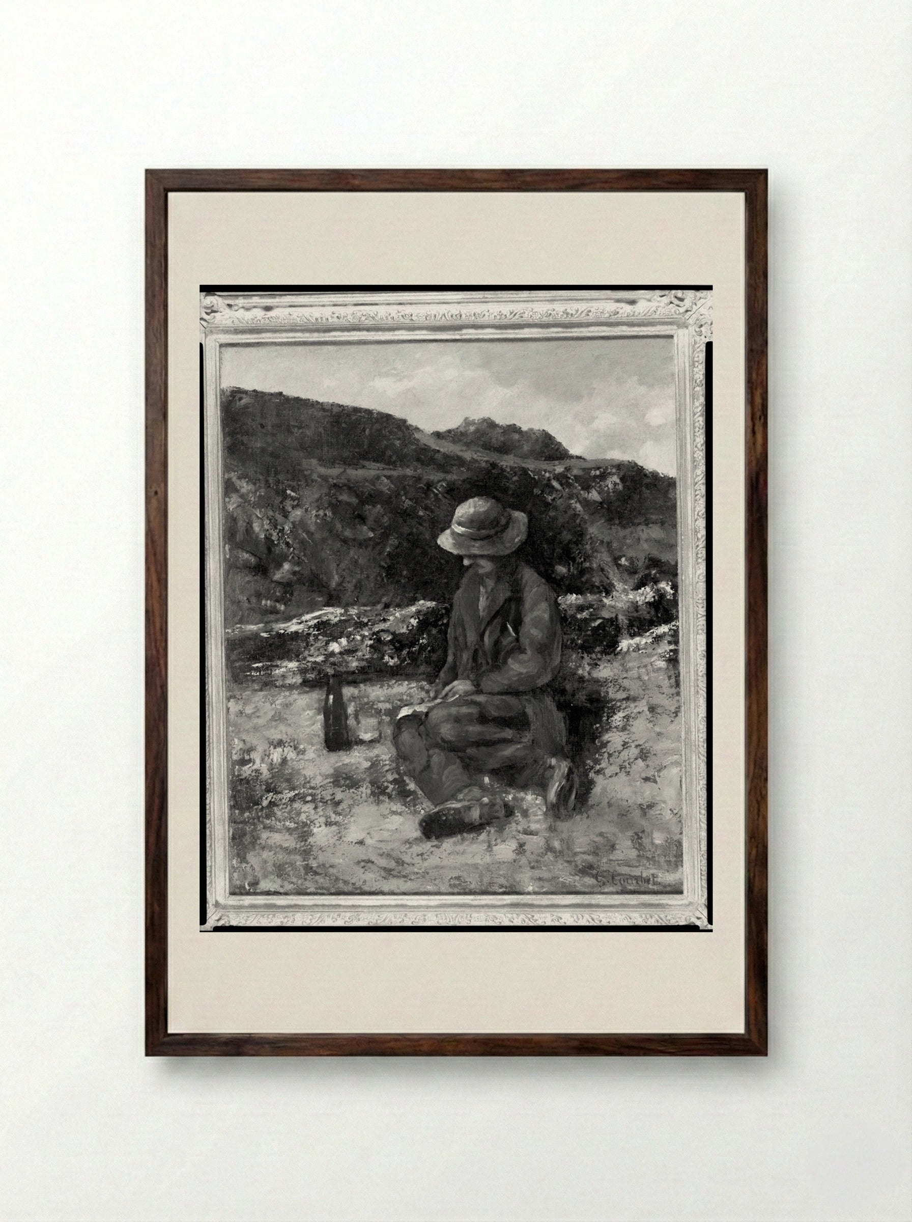 A Stone Cutter - Gustave Courbet - Framed Print Dark Wood