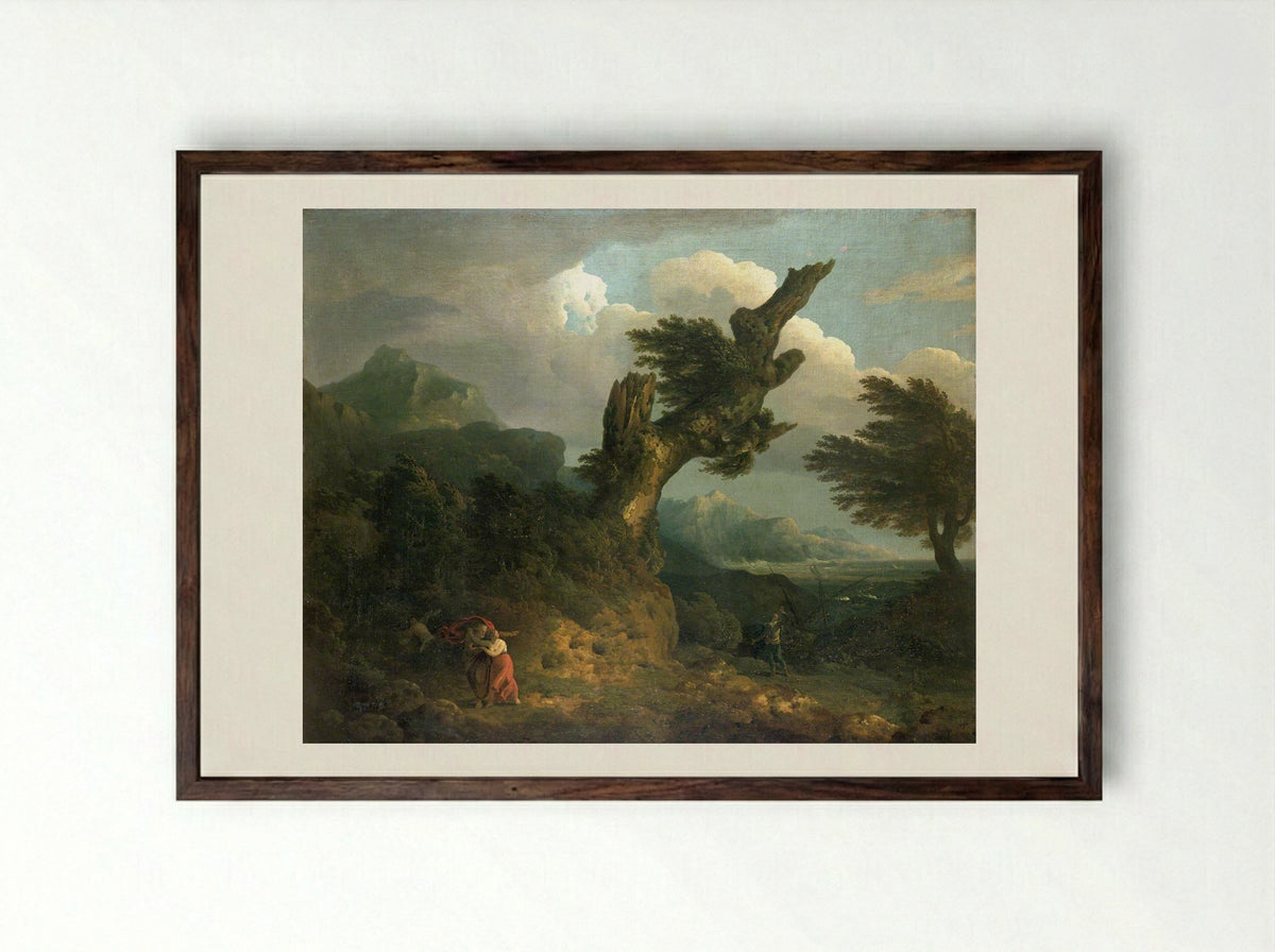 A Storm (Prospero, Miranda and Caliban Spy) - George Romney - Framed Print Dark Wood