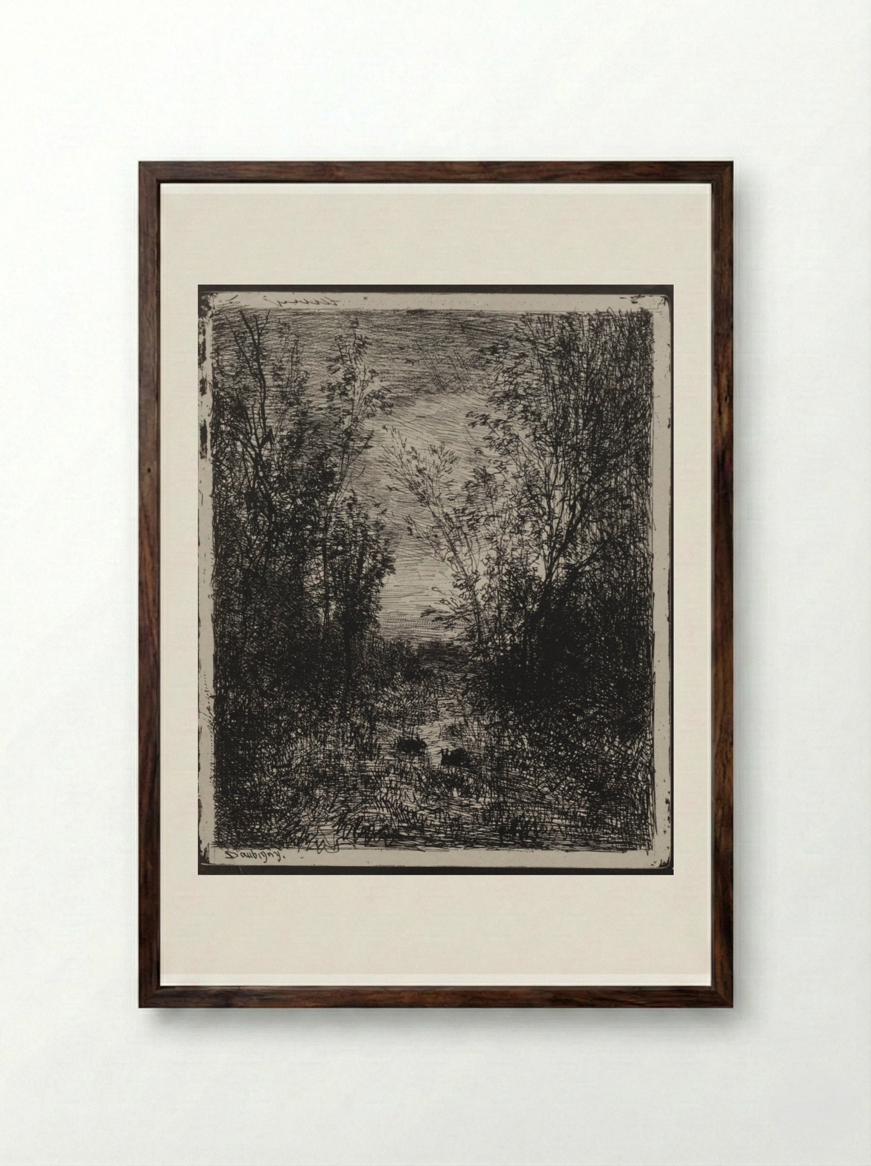 A Stream in a Glade - Charles-François Daubigny - Framed Print Dark Wood
