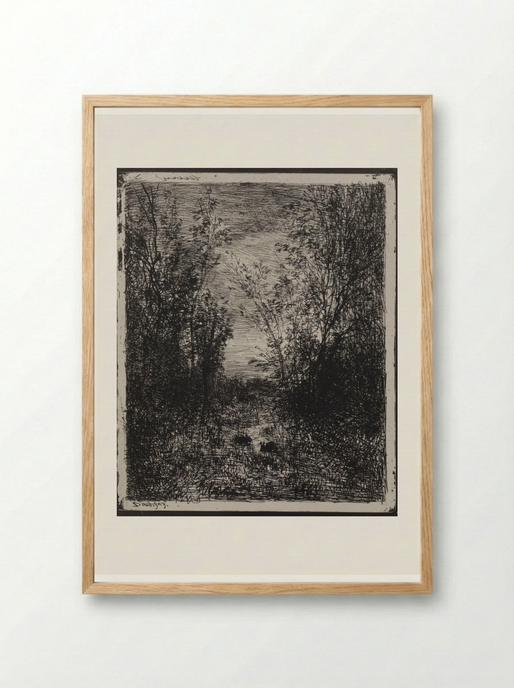 A Stream in a Glade - Charles-François Daubigny - Framed Print Wood