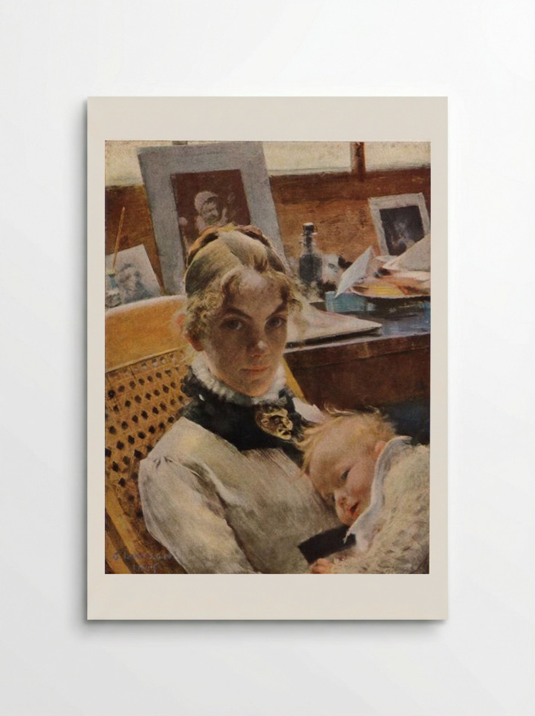 A Studio Idyll. The Artist's Wife with Daughter Suzanne - Carl Larsson - Poster