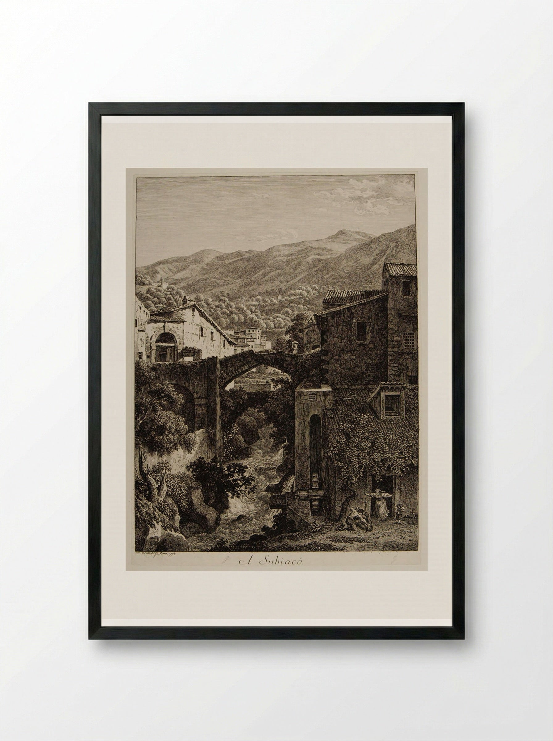A Subiaco - Johann Christian Reinhart - Framed Print Black