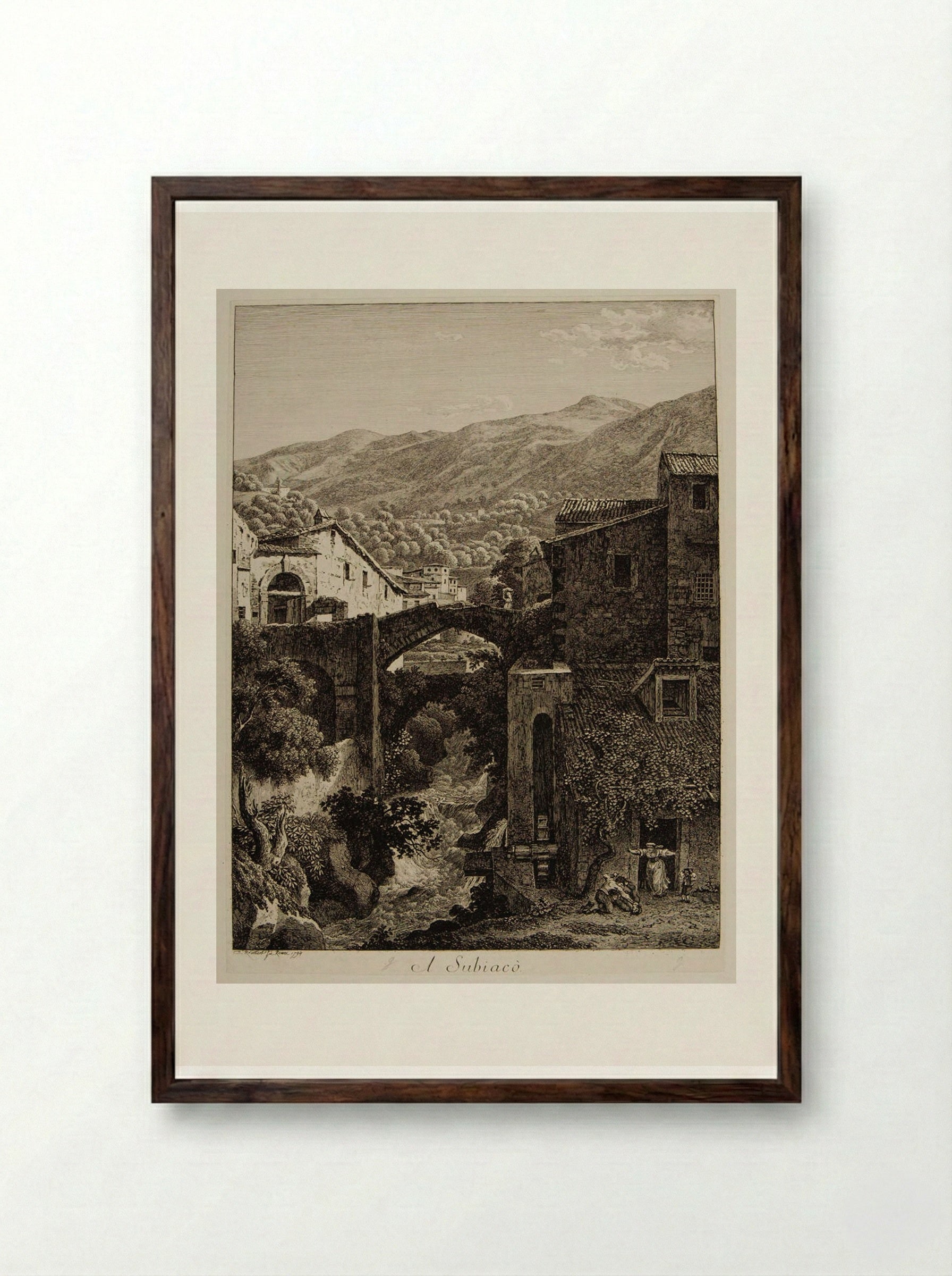 A Subiaco - Johann Christian Reinhart - Framed Print Dark Wood