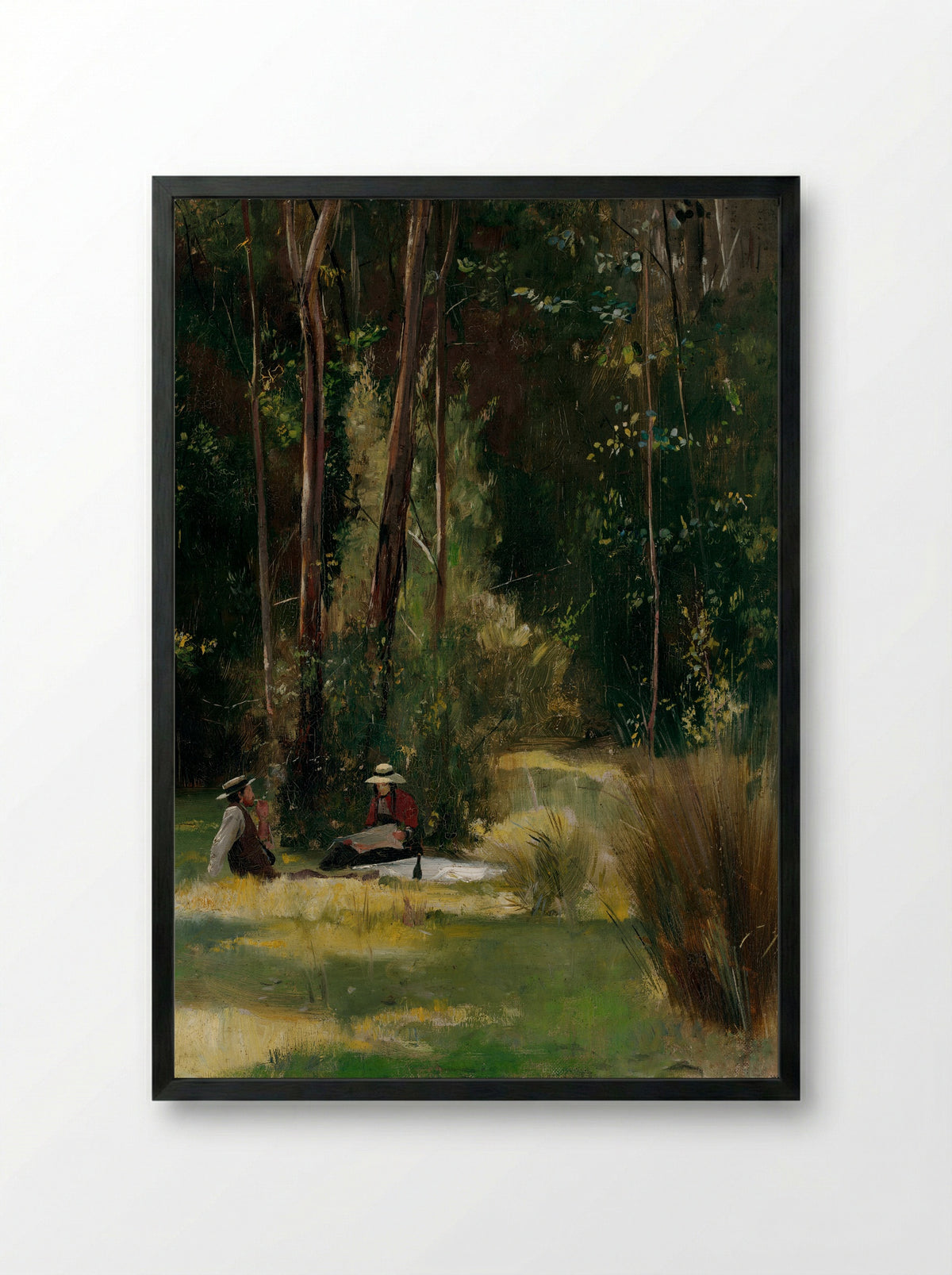 A Sunday Afternoon Picnic at Box Hill - Tom Roberts - Framed Print Black