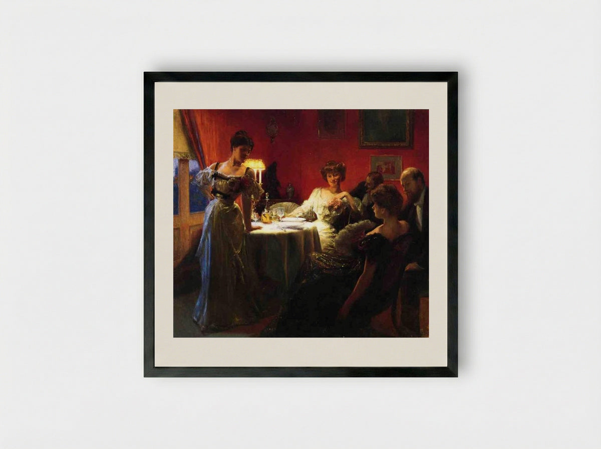 A Supper Party - Julius LeBlanc Stewart - Framed Print Black