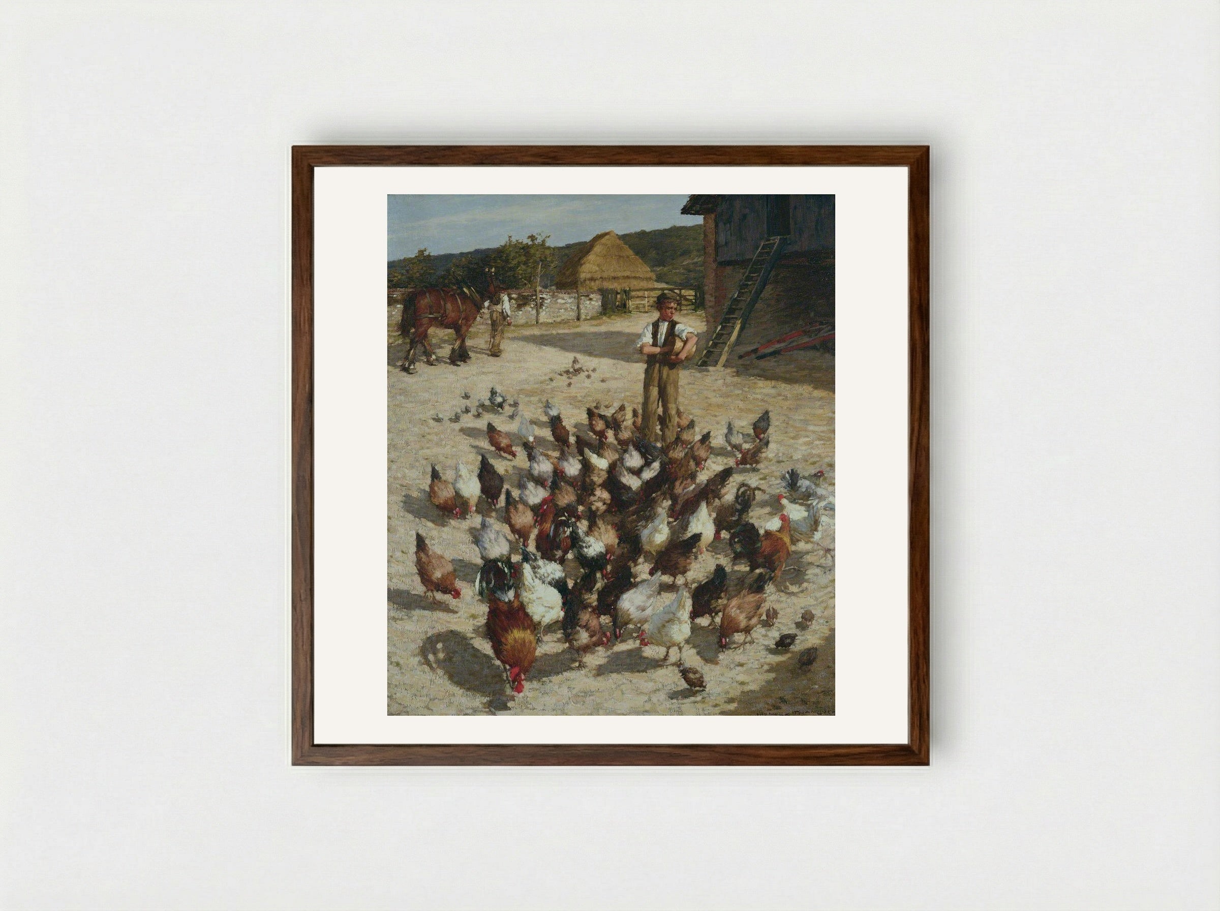 A Sussex Farm - Henry Herbert La Thangue - Framed Print Dark Wood