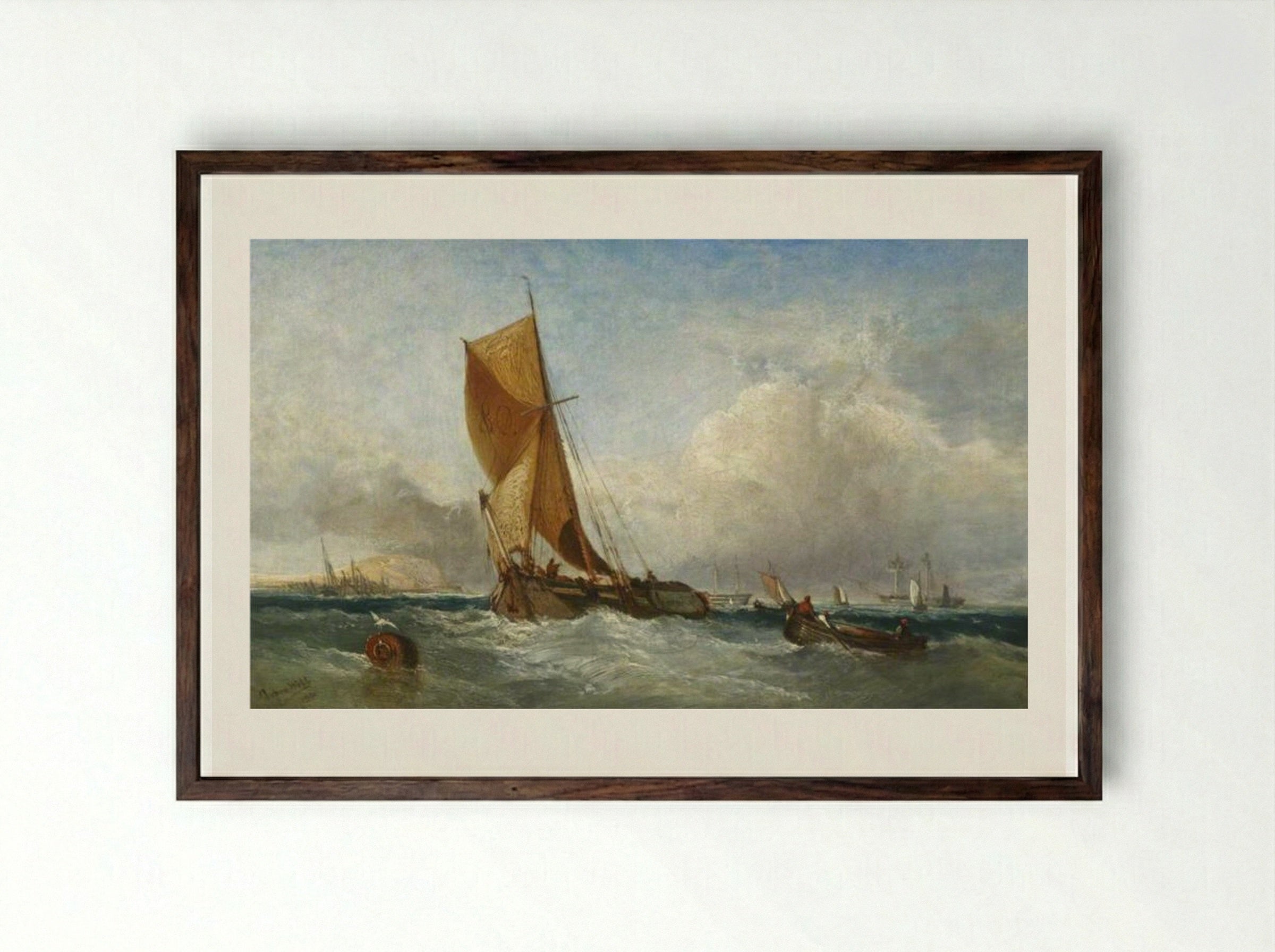 A Swim-Headed Barge - James Webb - Framed Print Dark Wood