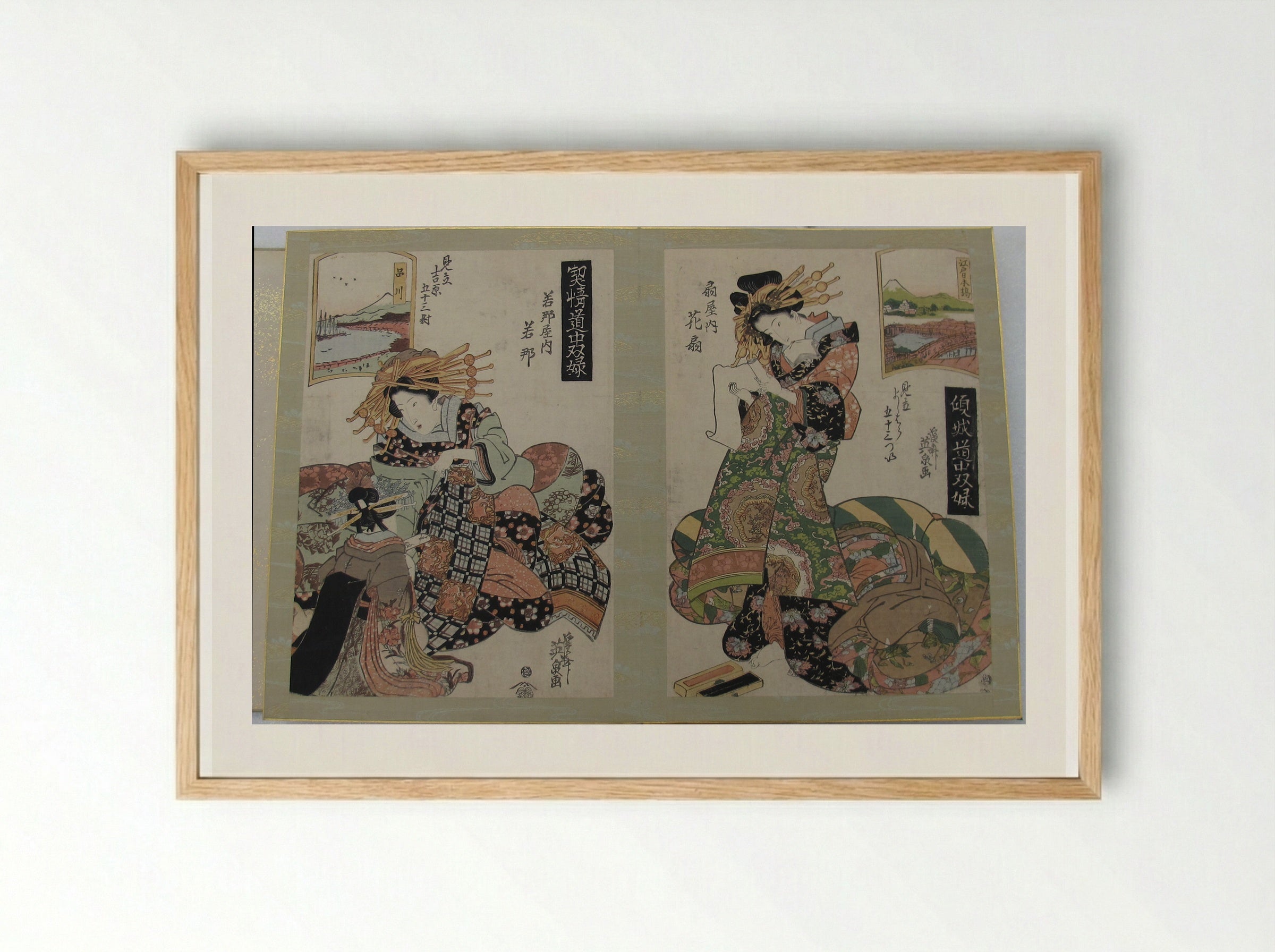 A Tōkaidō Board Game of Courtesans - Keisai Eisen - Framed Print Wood