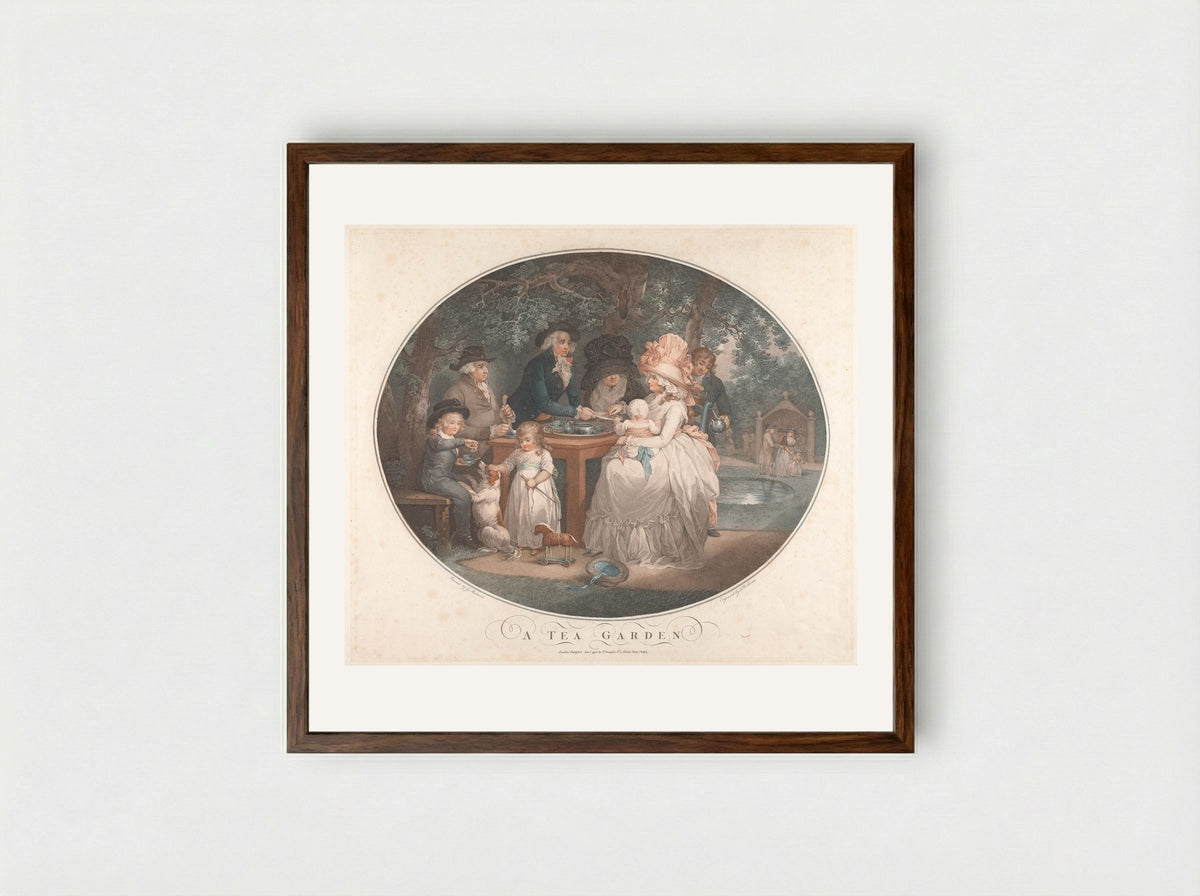A Tea Garden - George Morland - Framed Print Dark Wood