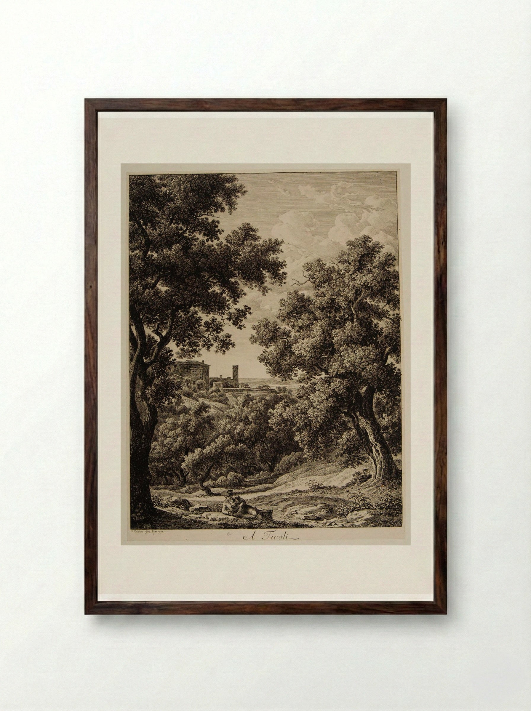 A Tivoli - Johann Christian Reinhart - Framed Print Dark Wood