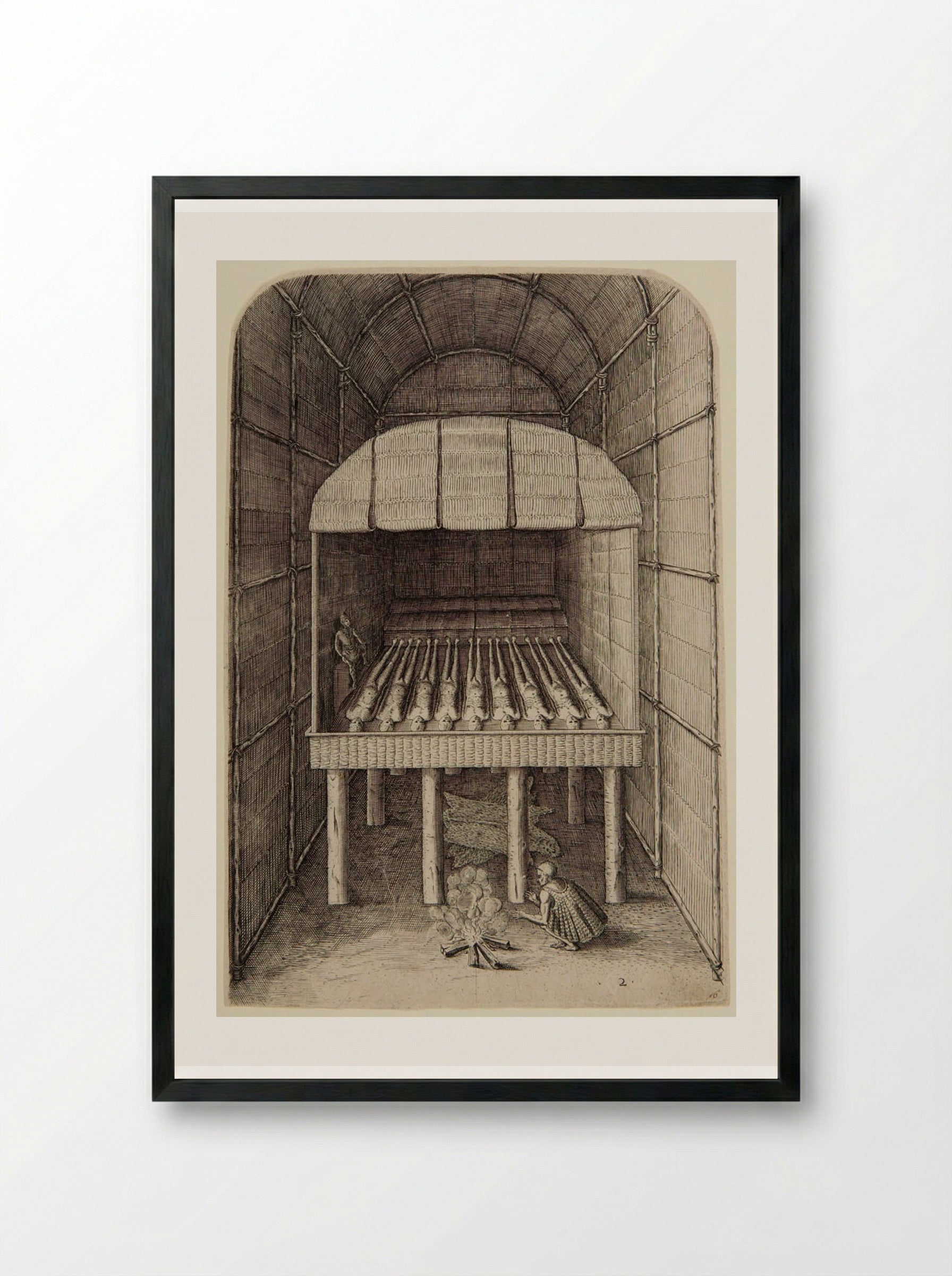 A Tomb of the Great - Theodor de Bry - Framed Print Black