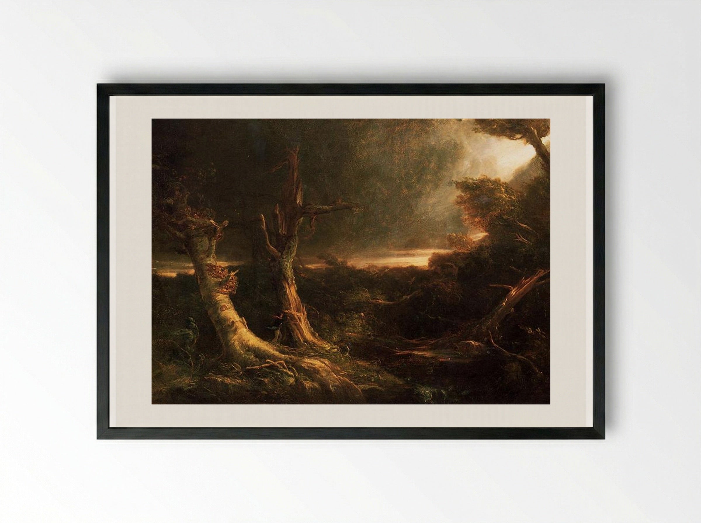 A Tornado in the Wilderness - Thomas Cole - Framed Print Black