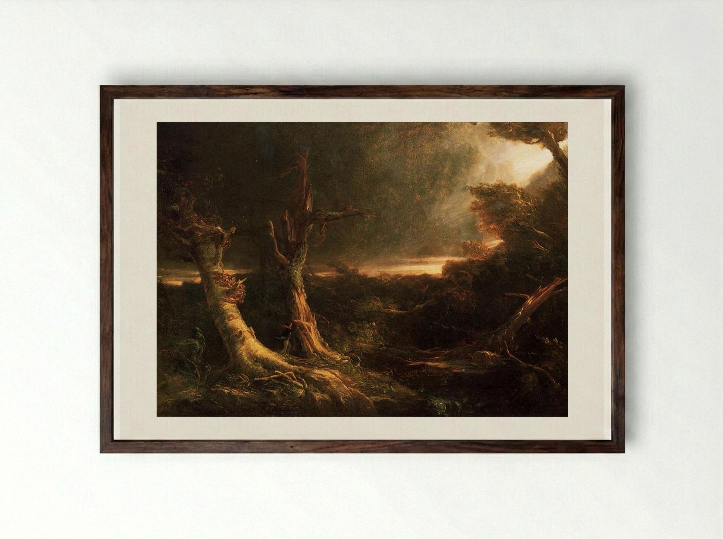 A Tornado in the Wilderness - Thomas Cole - Framed Print Dark Wood