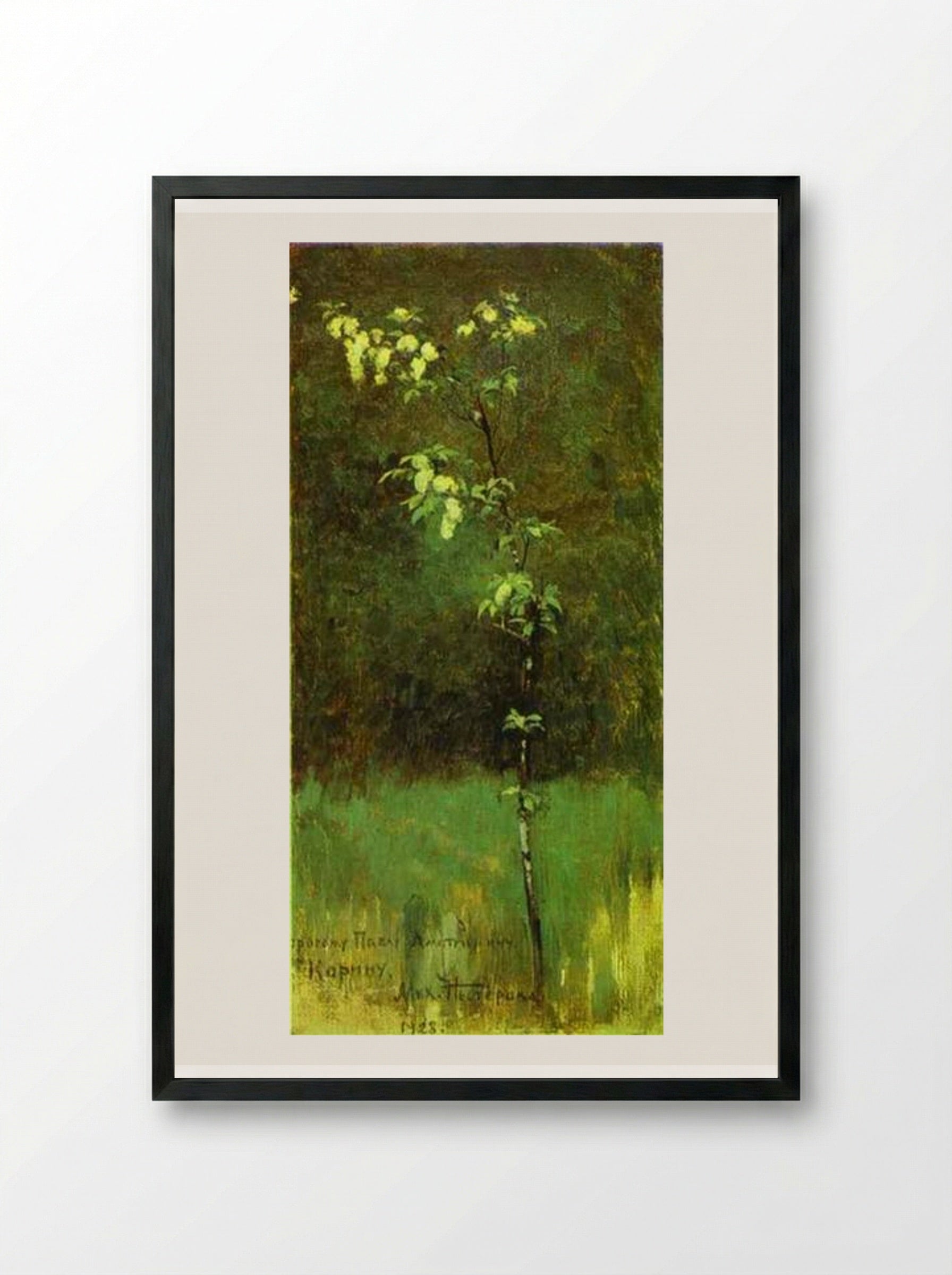 A Tree in Blossom - Mikhail Nesterov - Framed Print Black