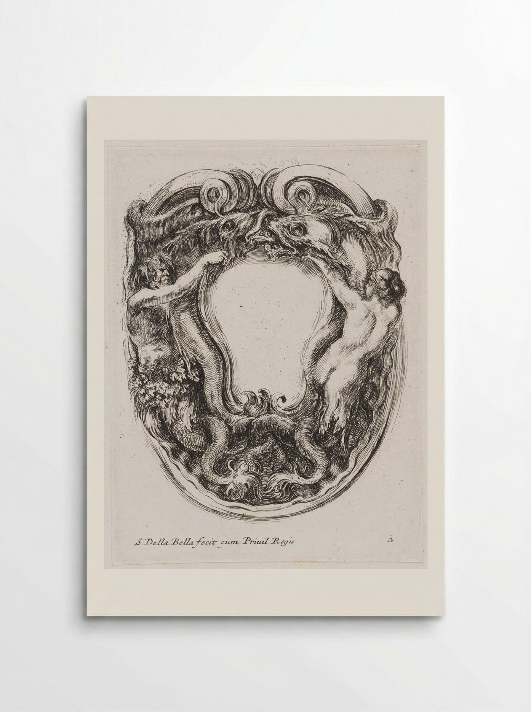 A Triton and a Nereid Battling Sea Monsters - Stefano Della Bella - Poster