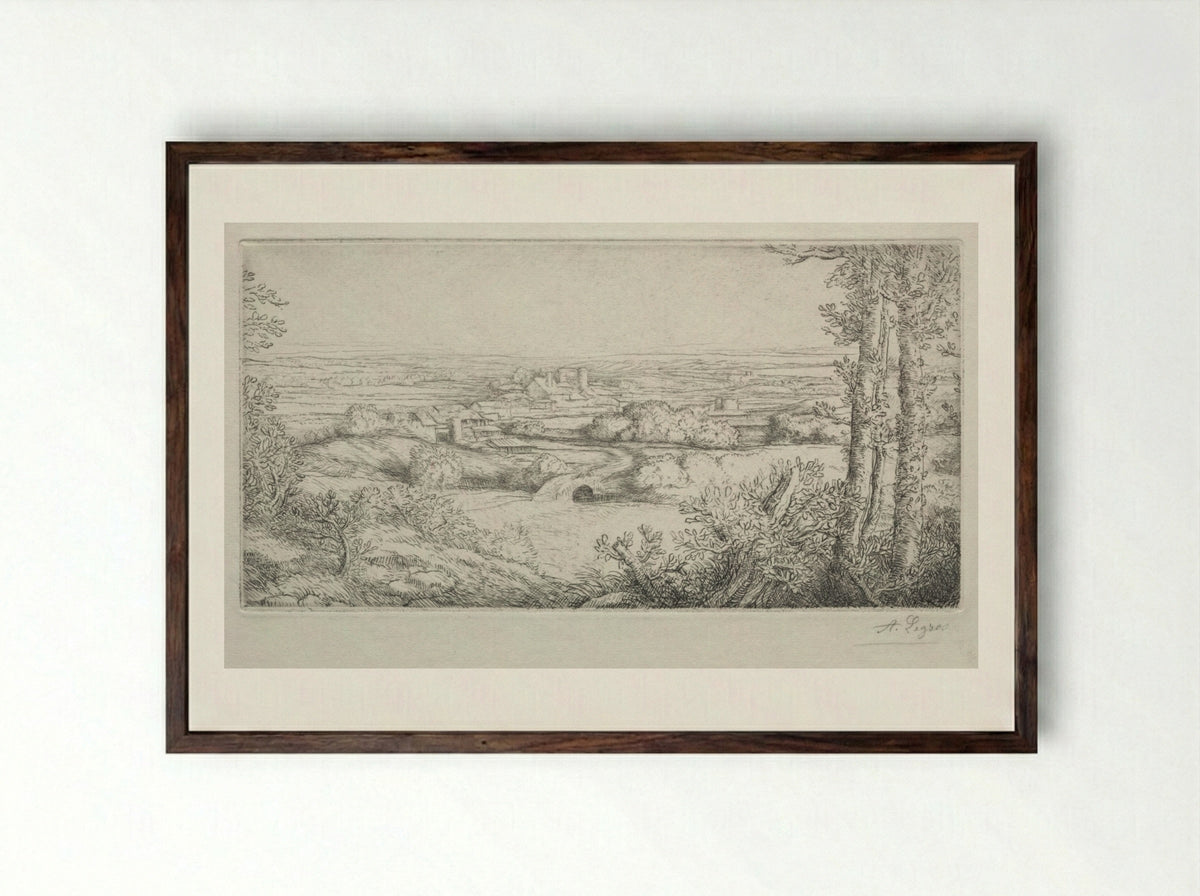 A Valley in Burgundy - Alphonse Legros - Framed Print Dark Wood