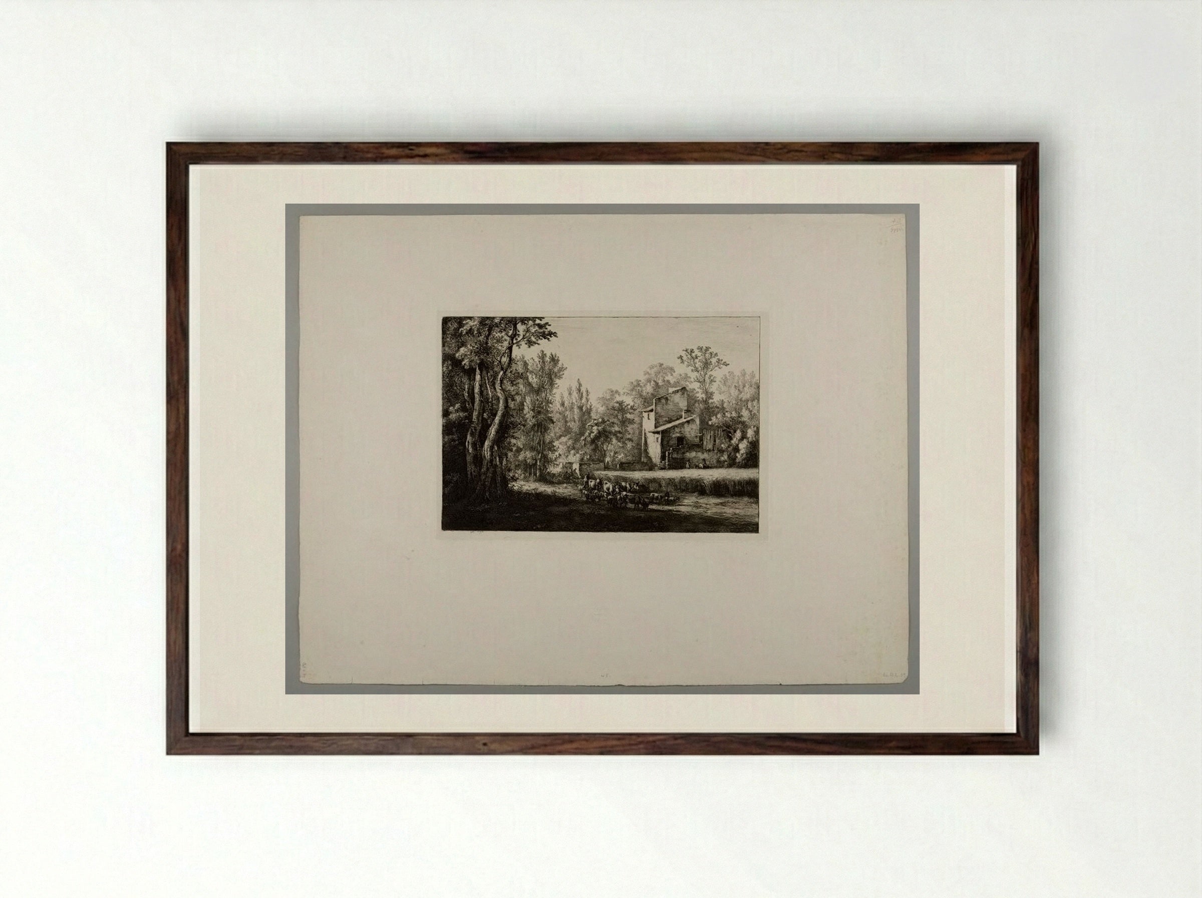 A View Close to Arbresle in Lyonnais - Jean-Jacques de Boissieu - Framed Print Dark Wood