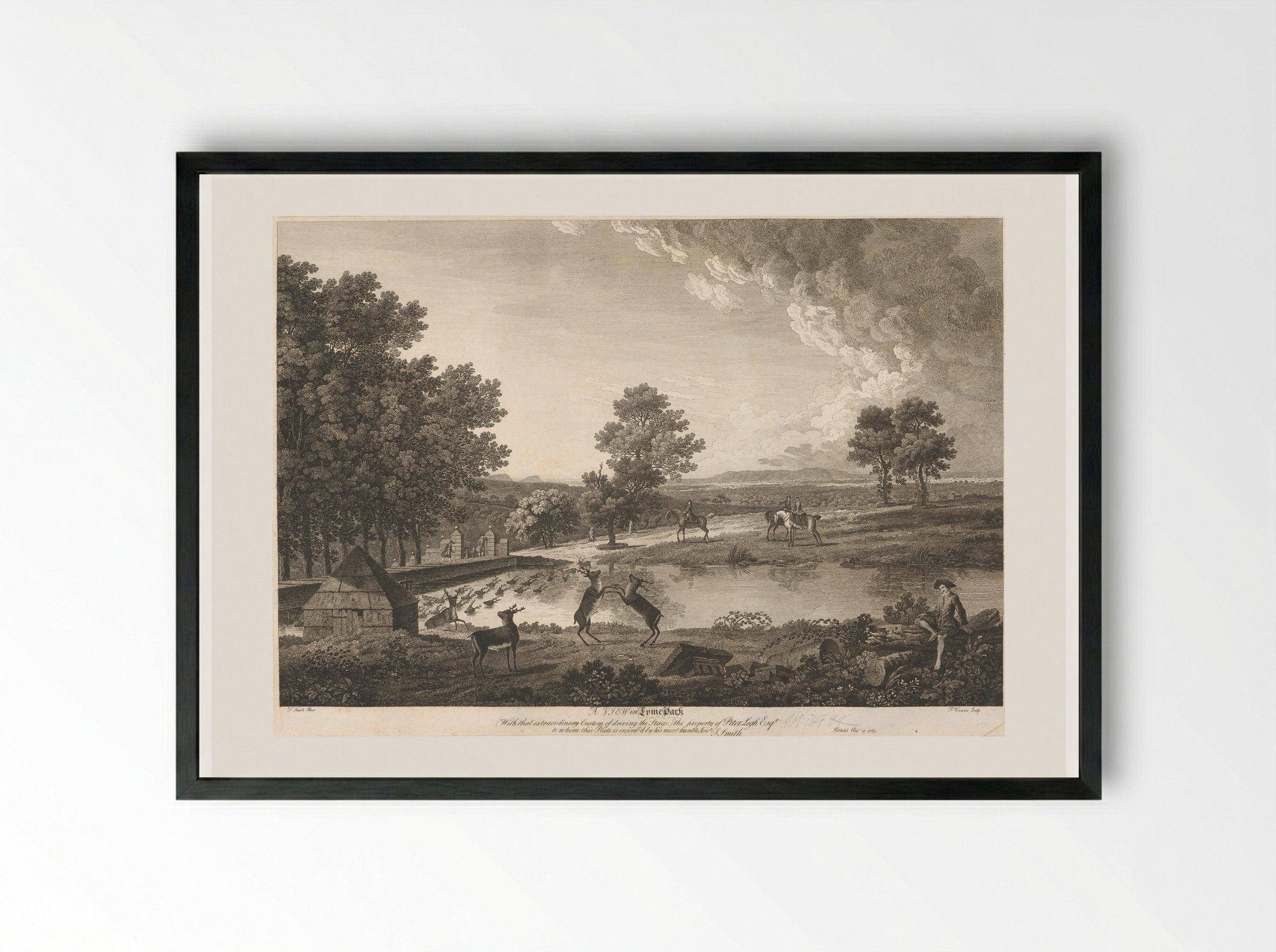 A View in Lyme Park - François Vivares - Framed Print Black