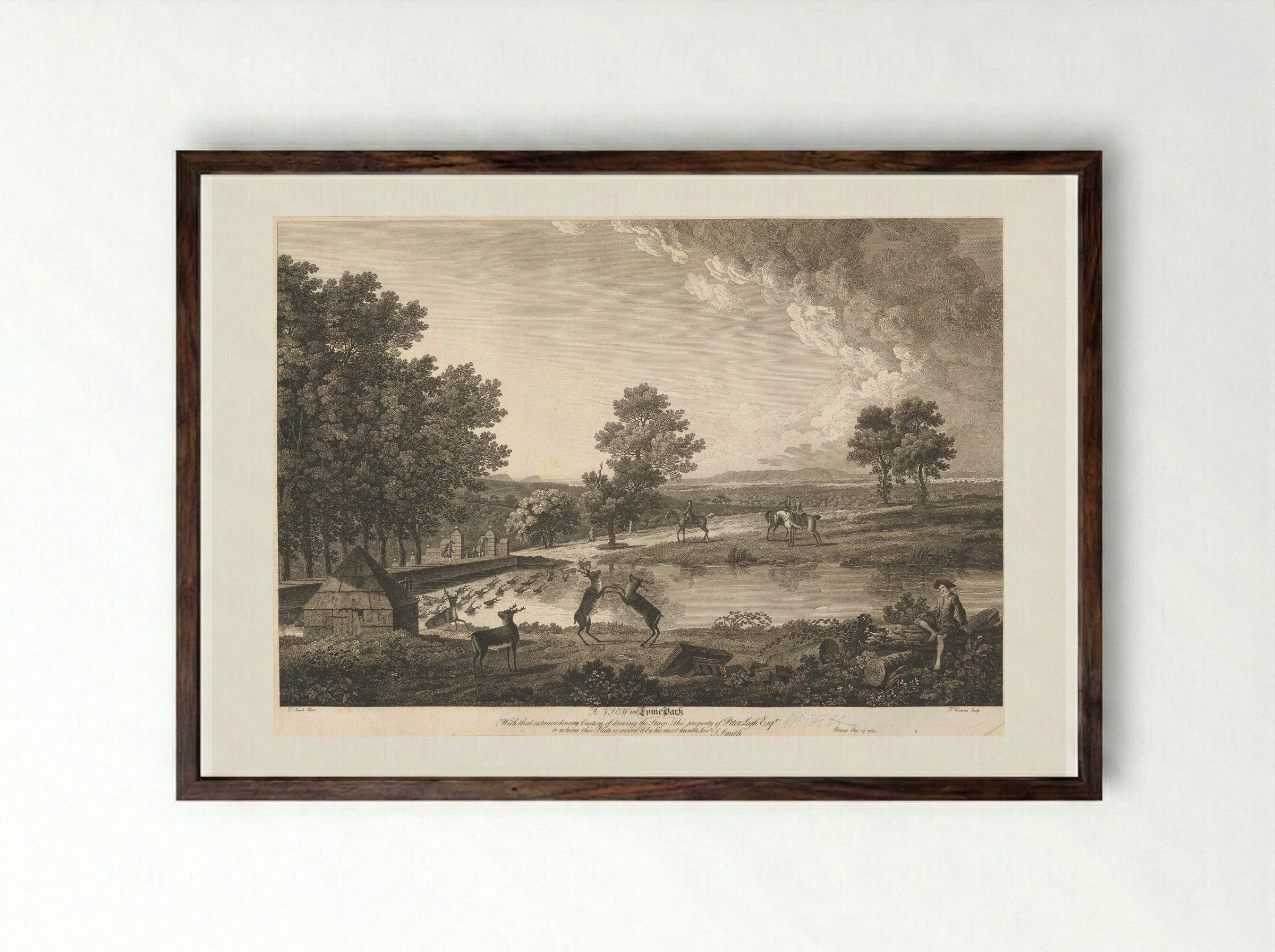 A View in Lyme Park - François Vivares - Framed Print Dark Wood