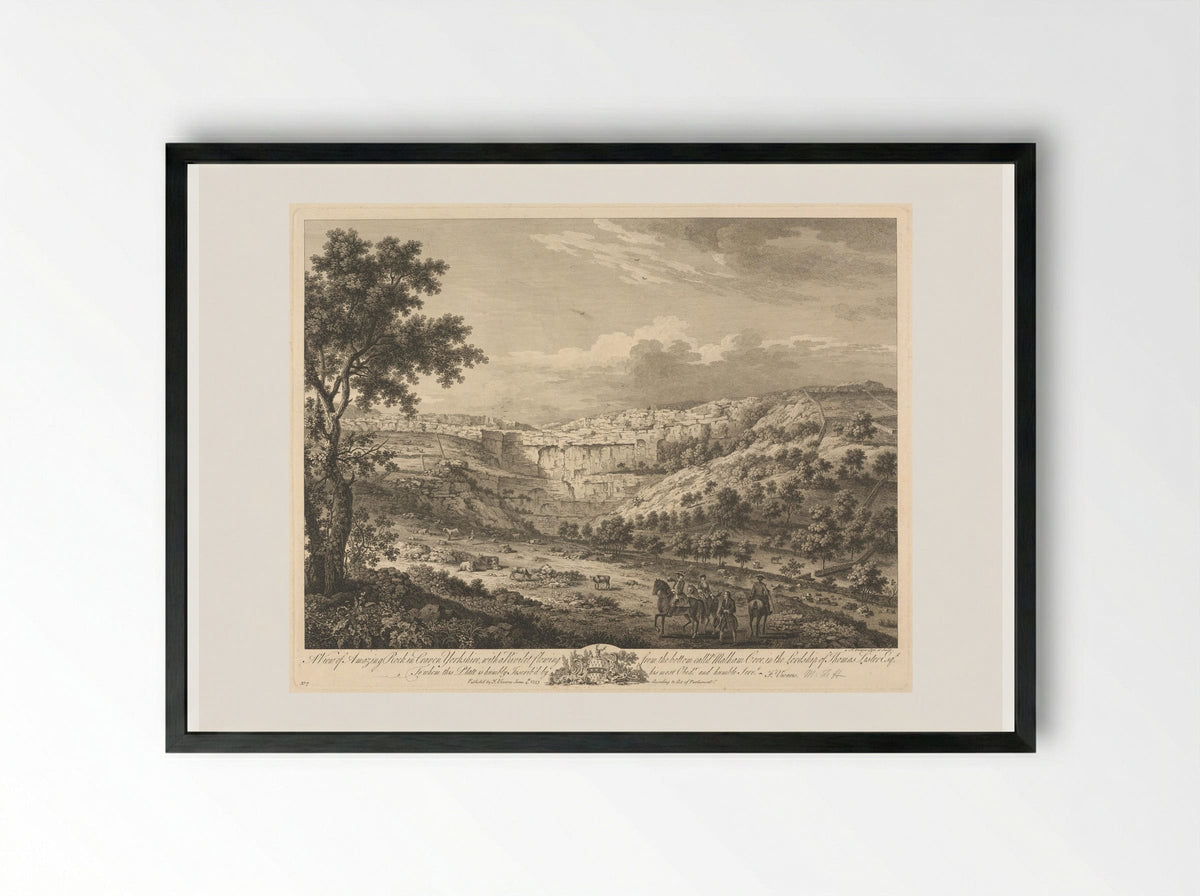 A View of Amazing Rock in Craven, Yorkshire - François Vivares - Framed Print Black