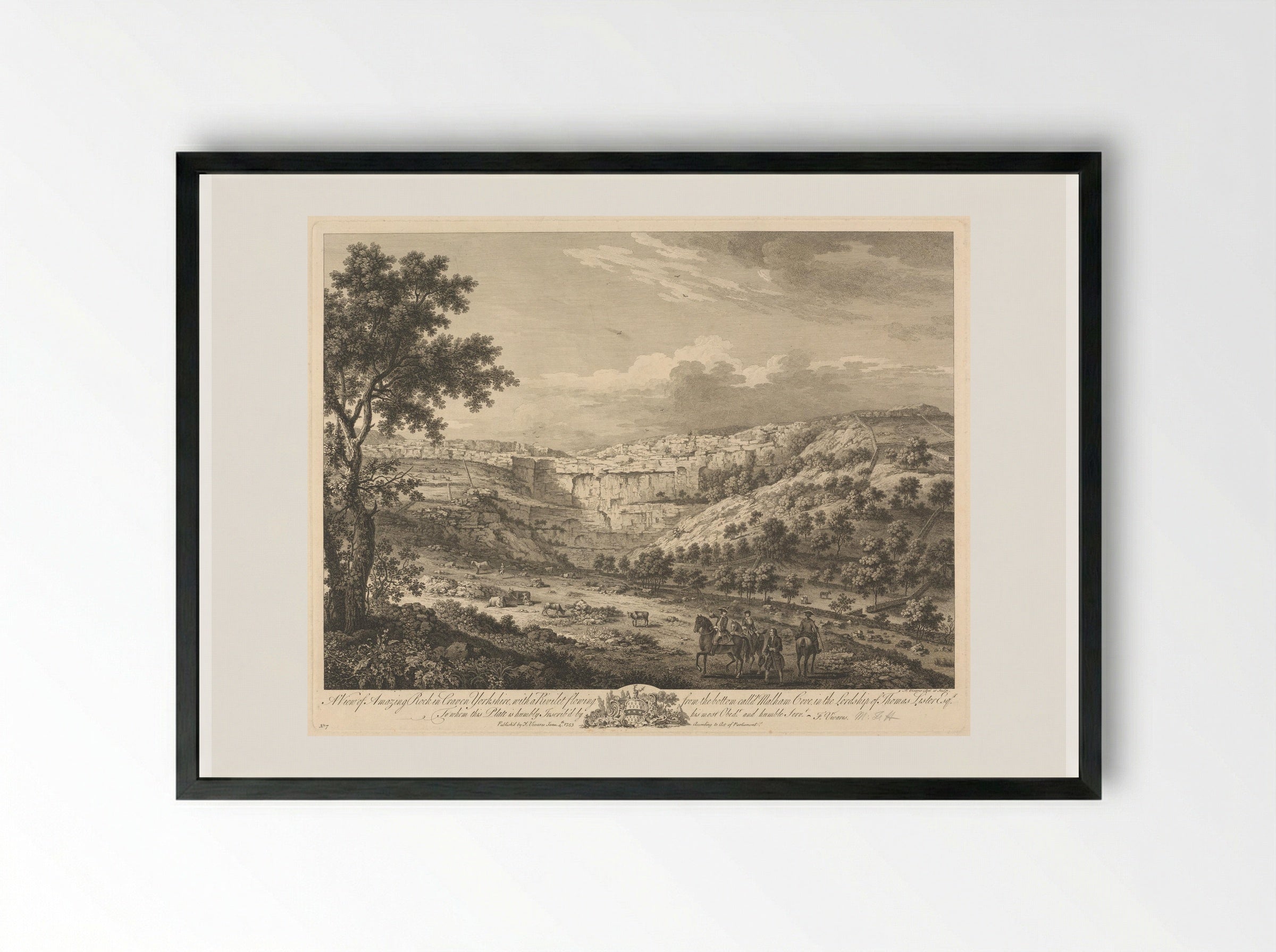A View of Amazing Rock in Craven, Yorkshire - François Vivares - Framed Print Black
