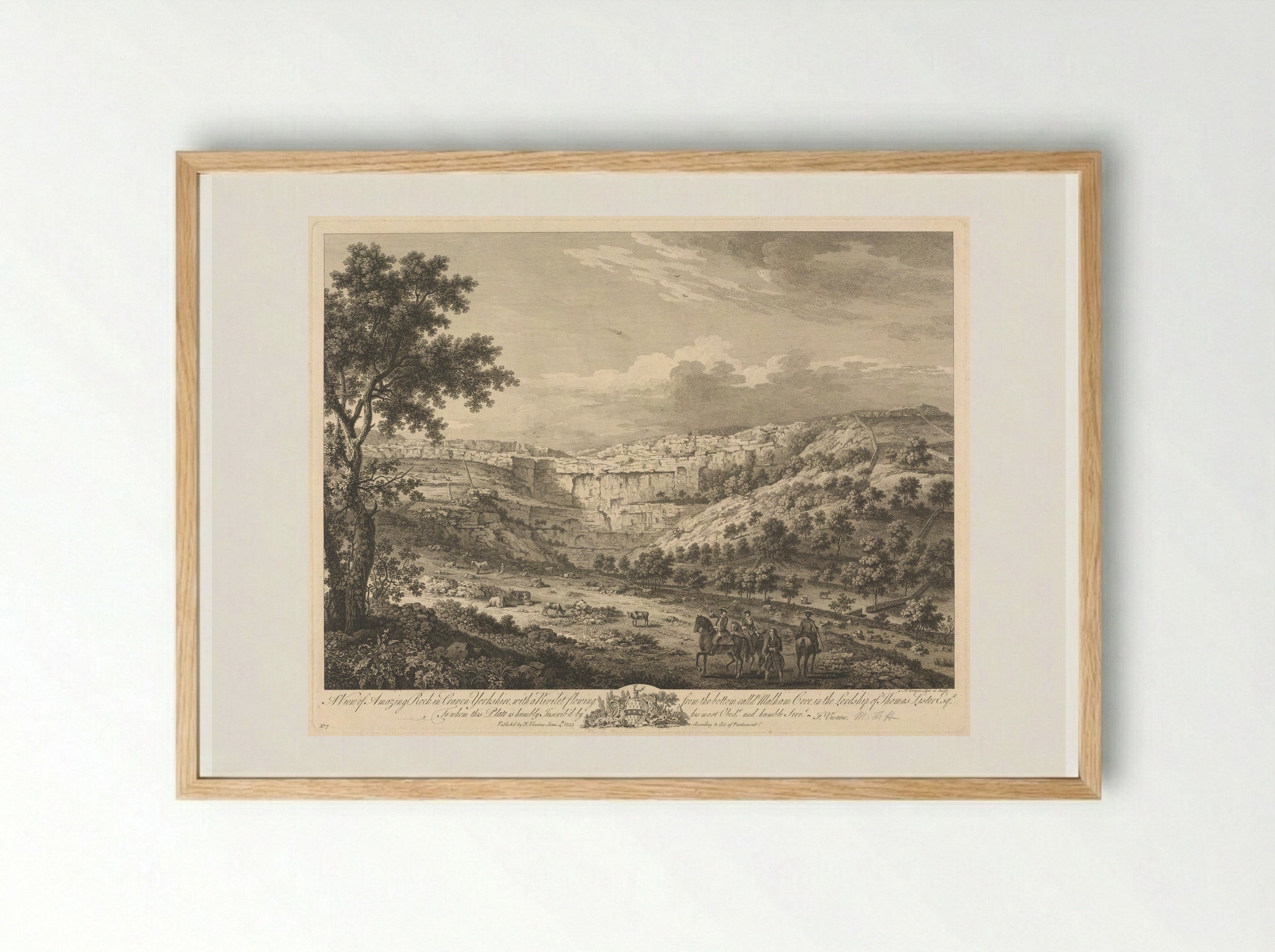 A View of Amazing Rock in Craven, Yorkshire - François Vivares - Framed Print Wood