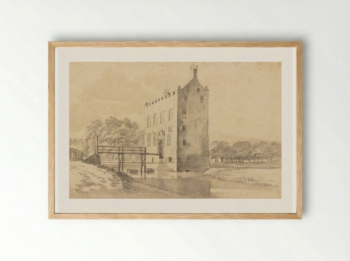 A View of Cronesteyn Castle, near Leiden - Roelant Roghman - Framed Print Wood