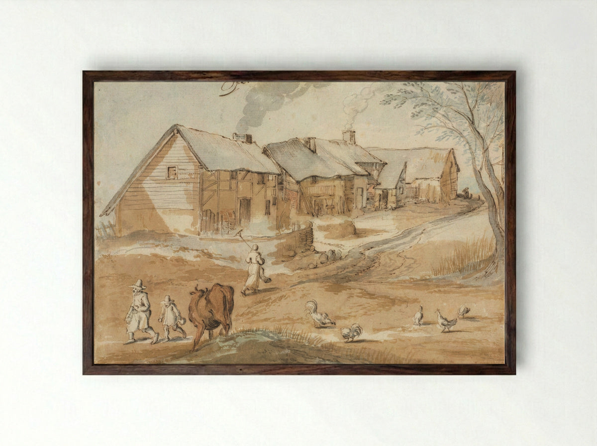 A View of Spa - Jan Brueghel the Elder - Framed Print Dark Wood
