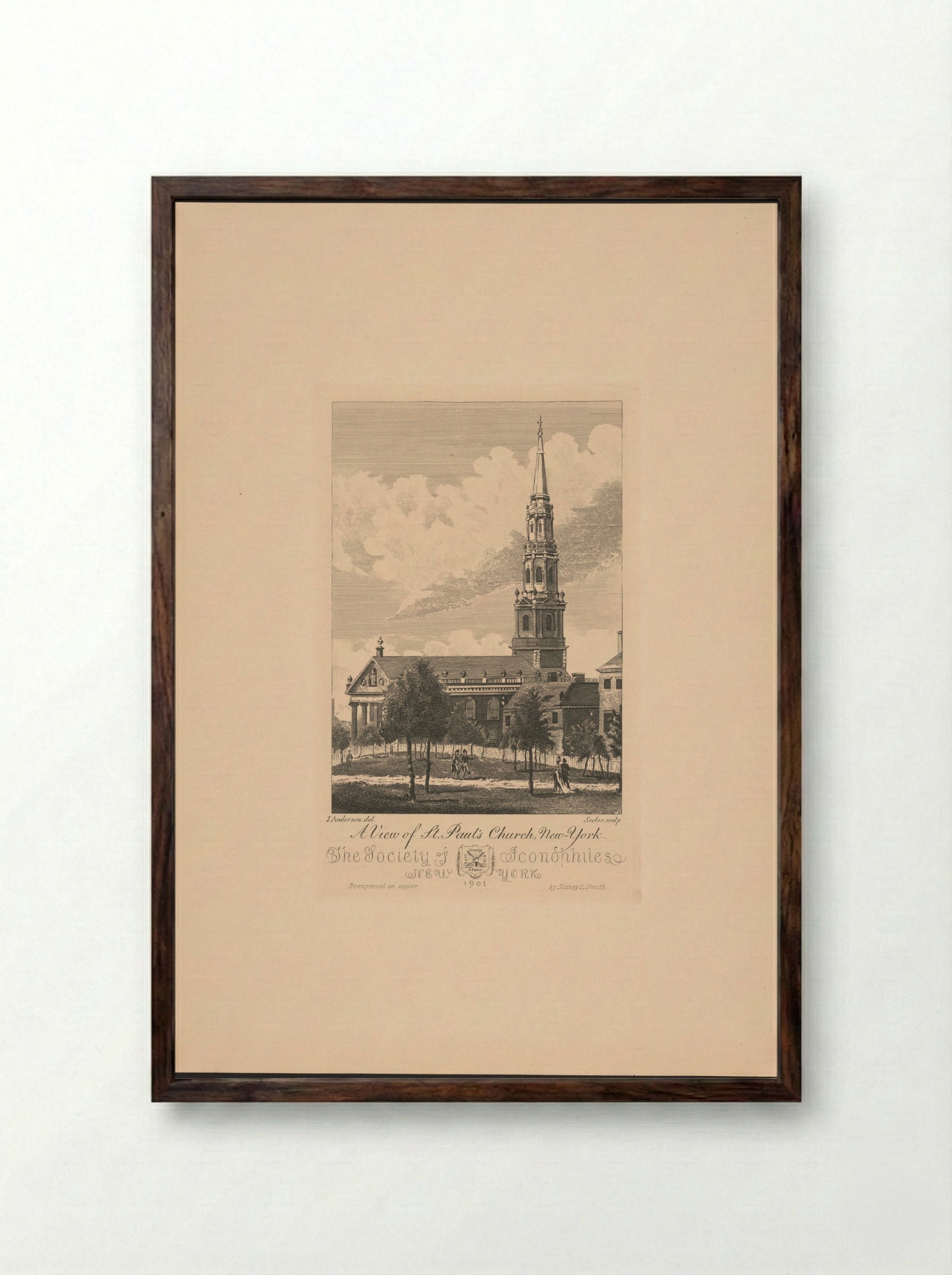 A View of St. Paul's Church, New-York - Sidney L. Smith - Framed Print Dark Wood