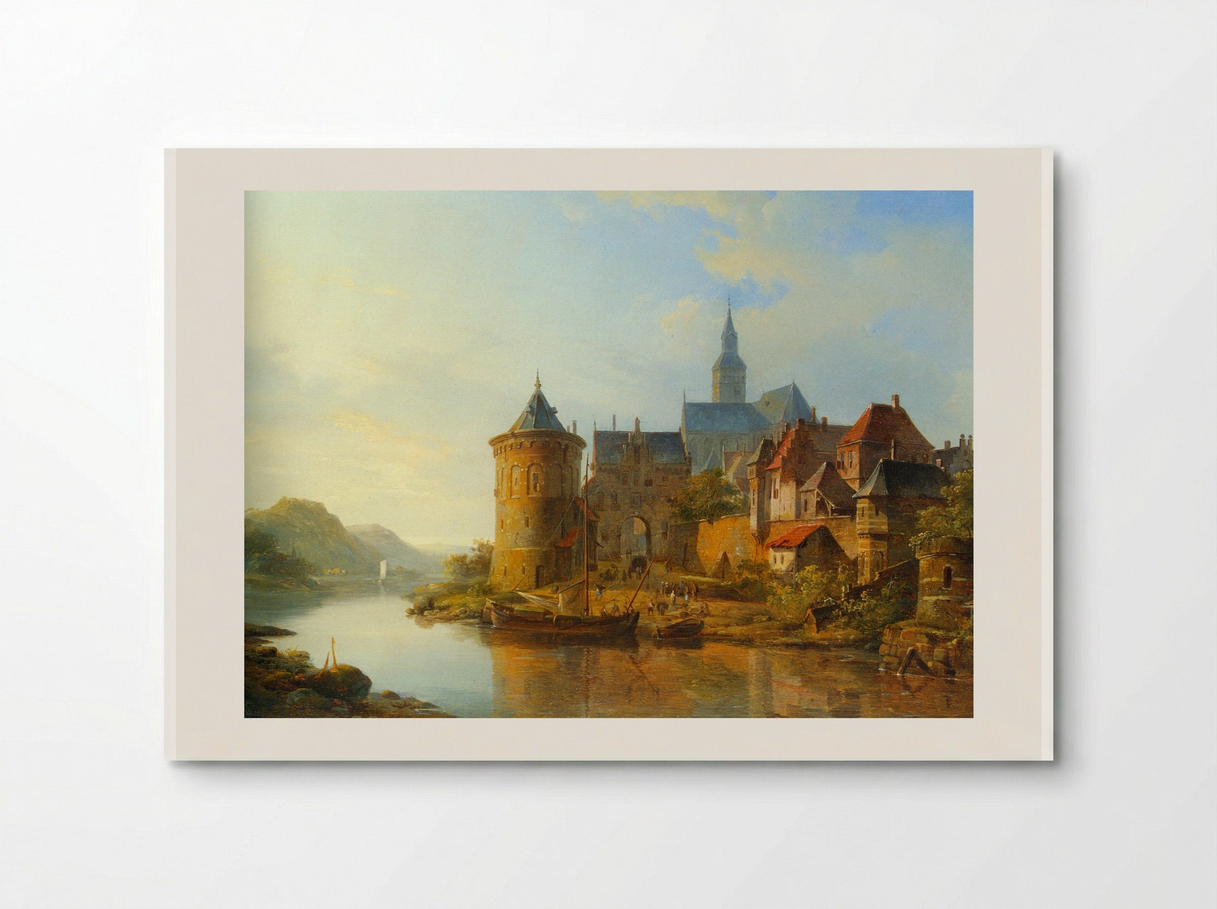 A View of a Town along the Rhine - Cornelis Springer - Poster