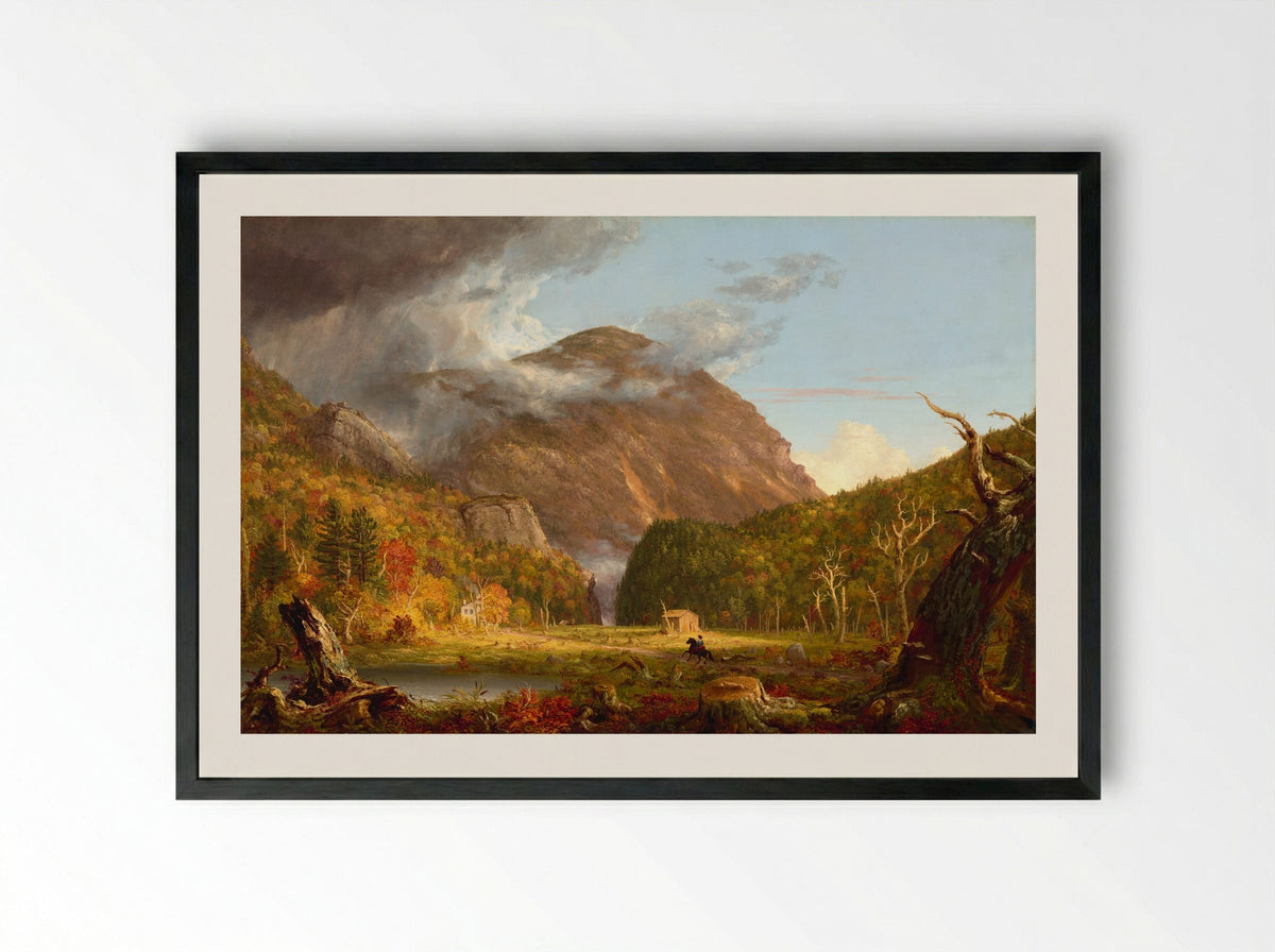 A View of the Mountain Pass Called the Notch of the White Mountains (Crawford Notch) - Thomas Cole - Framed Print Black